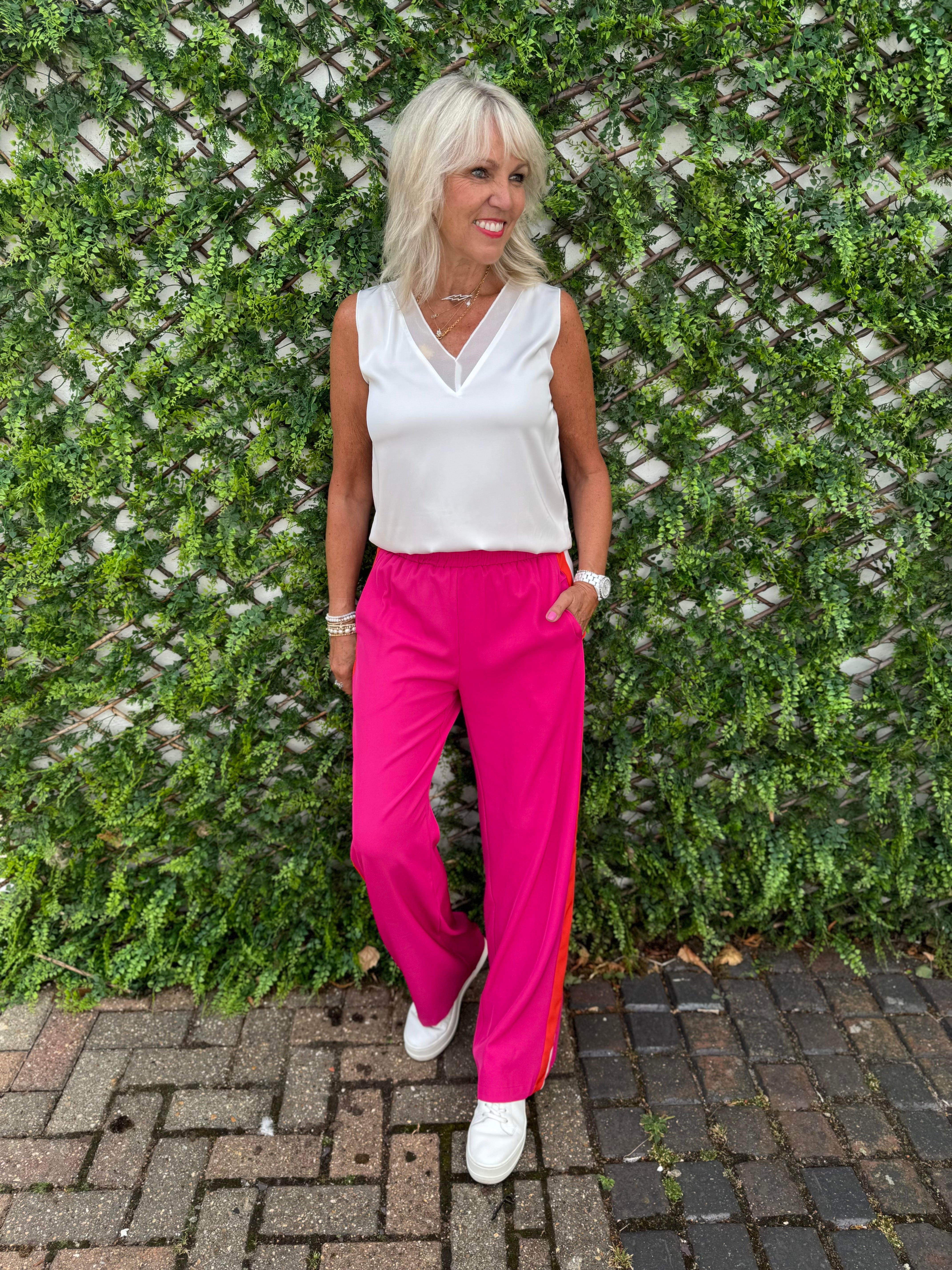 Luxe Crepe Trousers in Pink & Orange