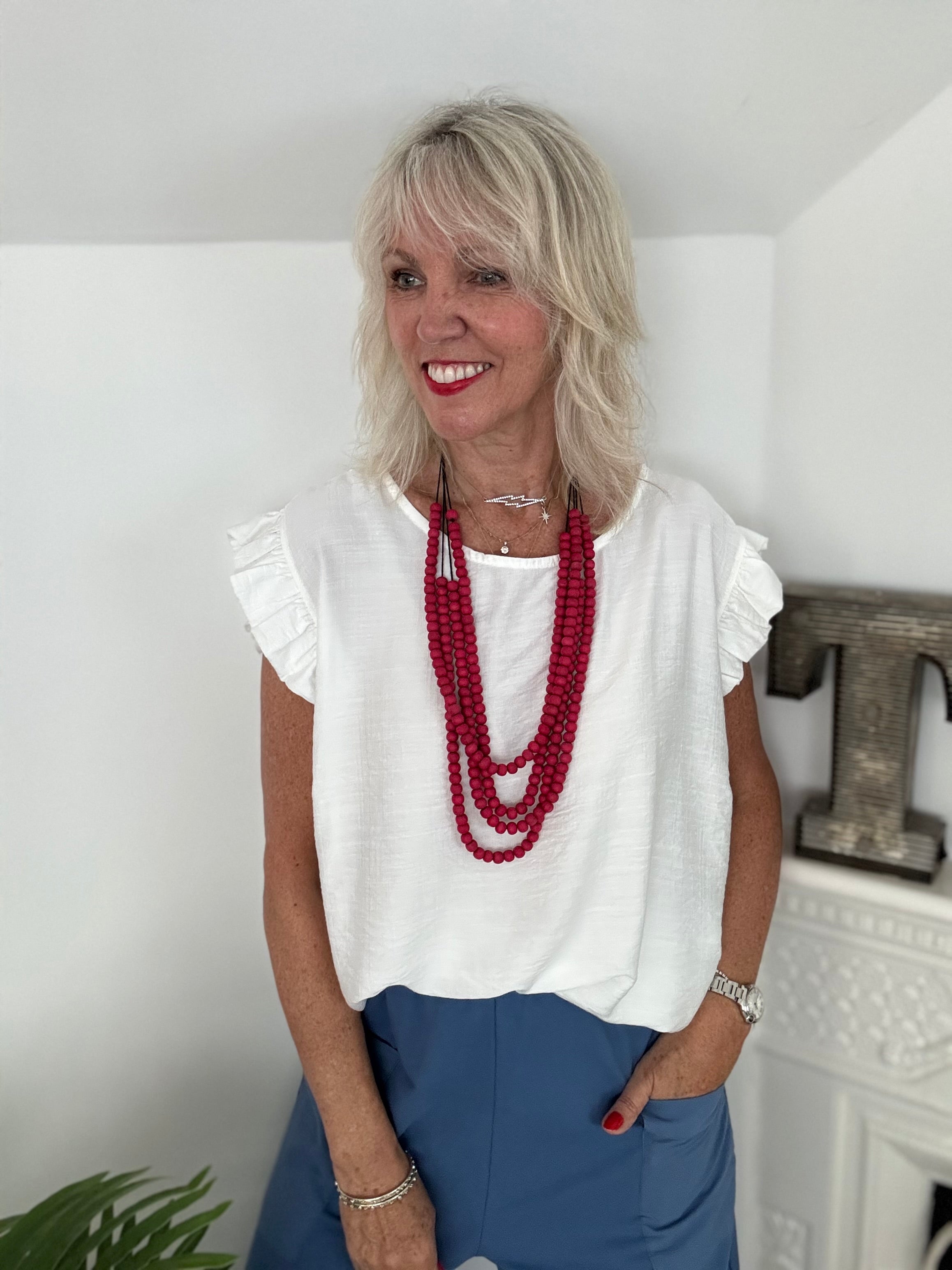Layered Necklace in Raspberry Beads