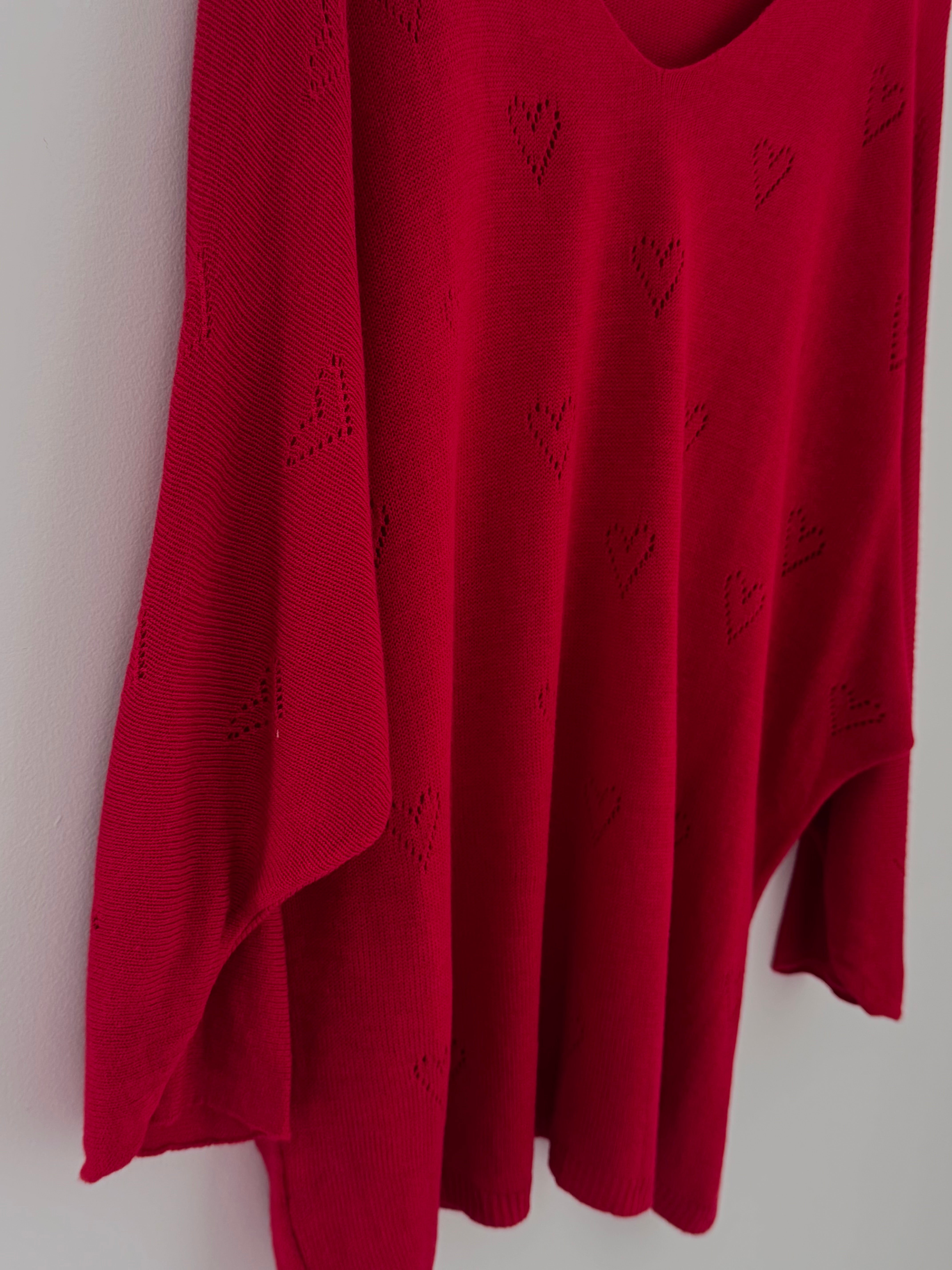 Lightweight Heart Jumper in Red