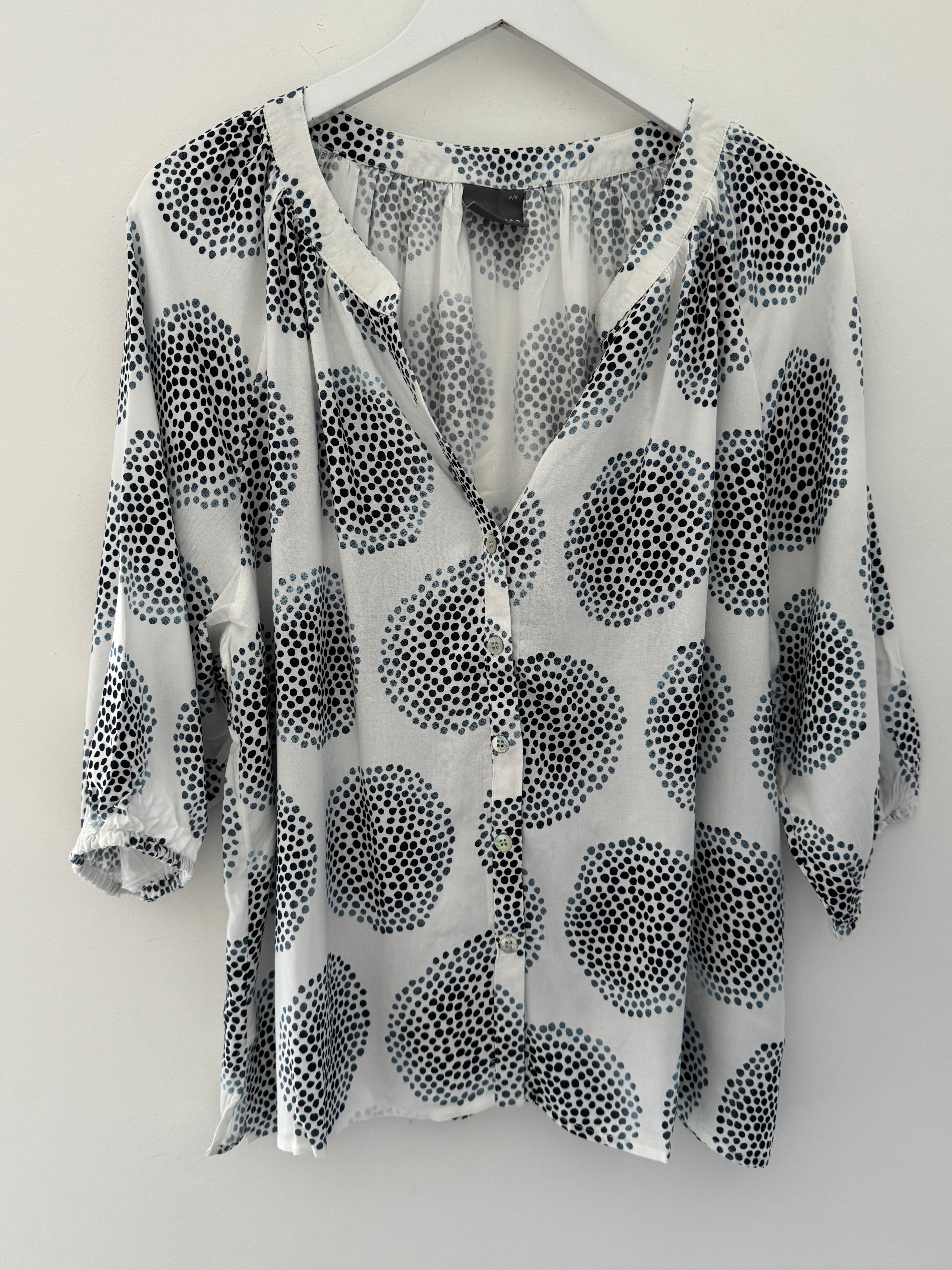 Circle Dots Blouse in White