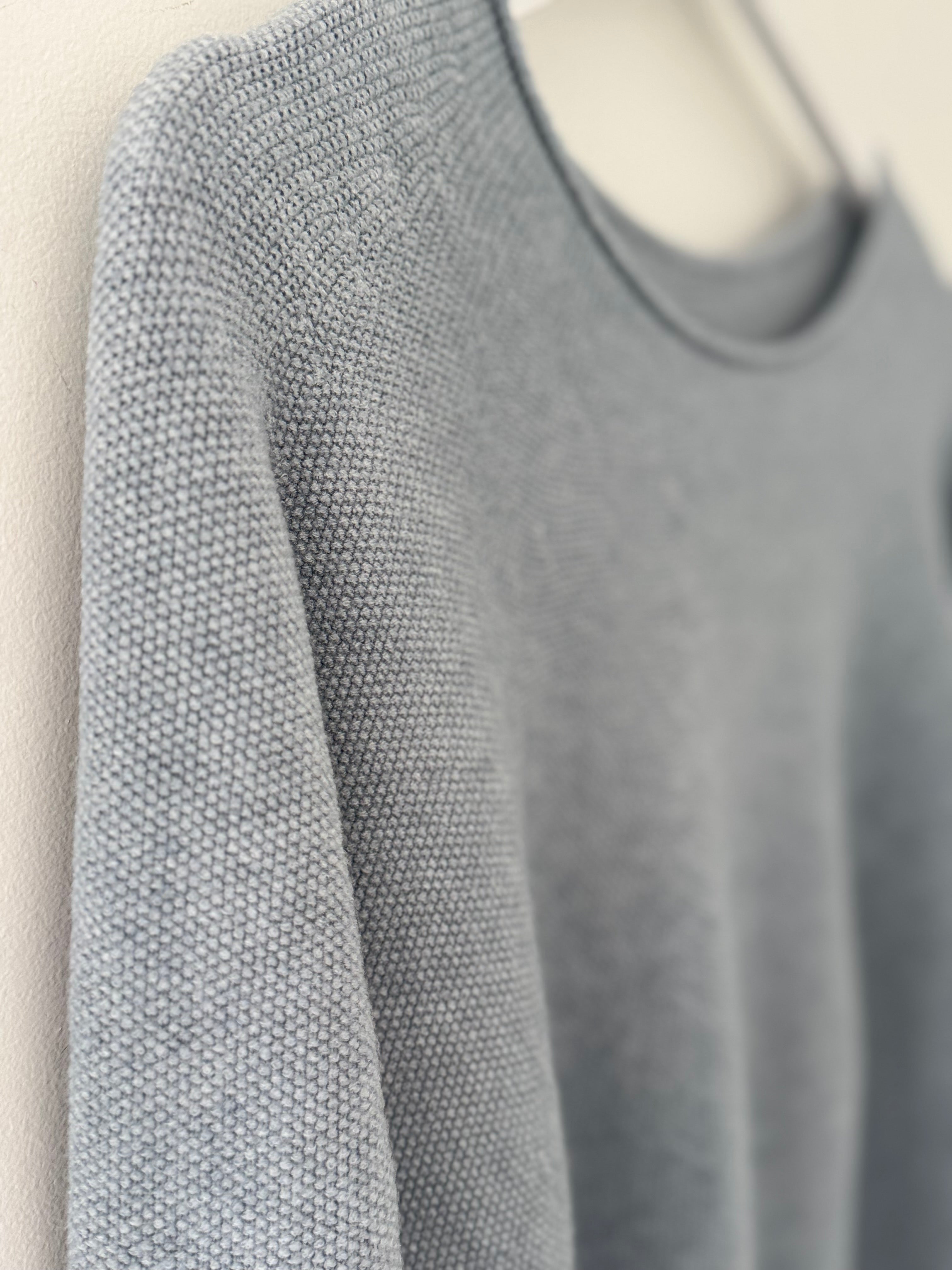 Moss Stitch Jumper with Ladder Back in Eggshell