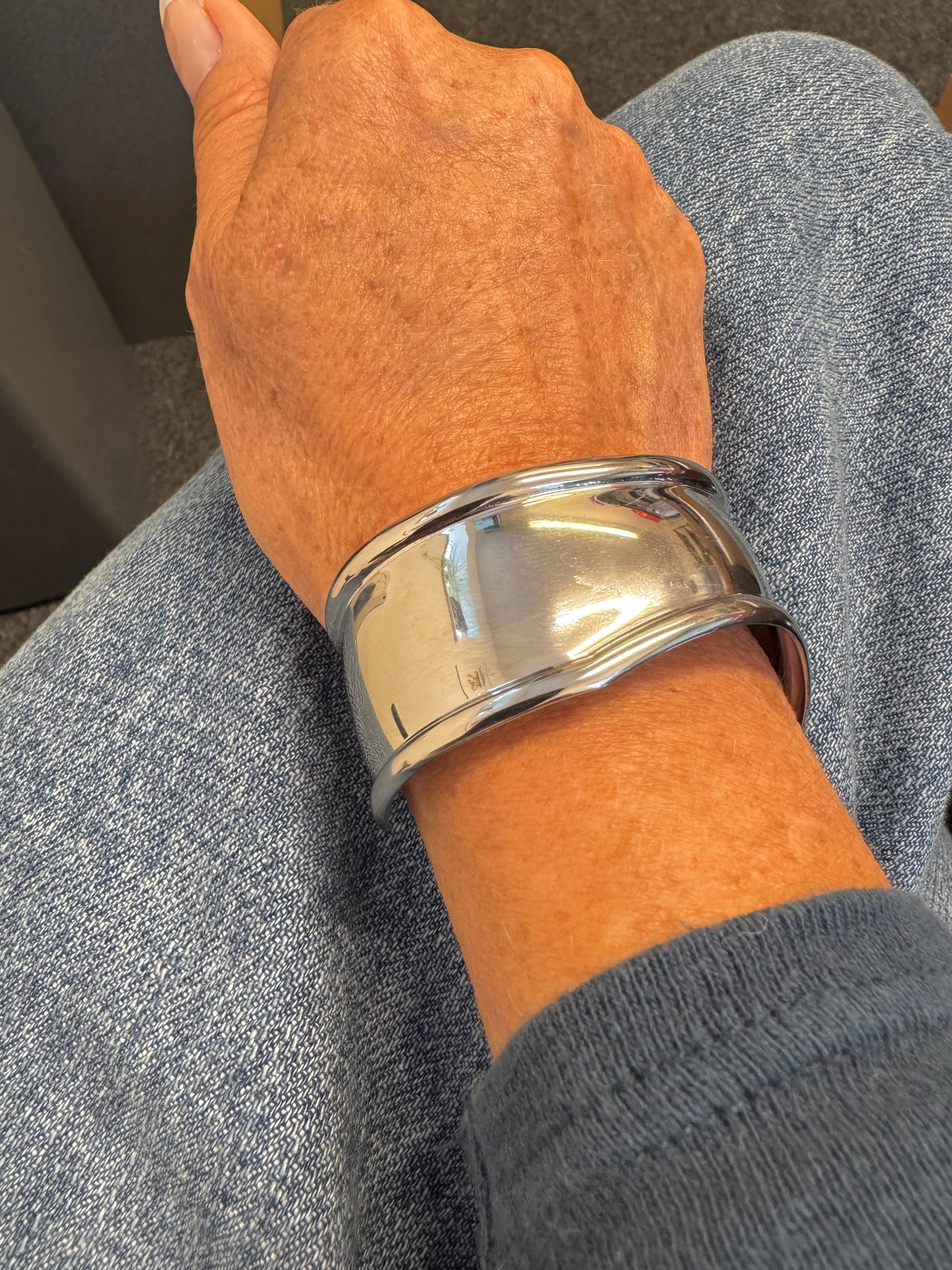 Curved Cuff Bracelet in Silver