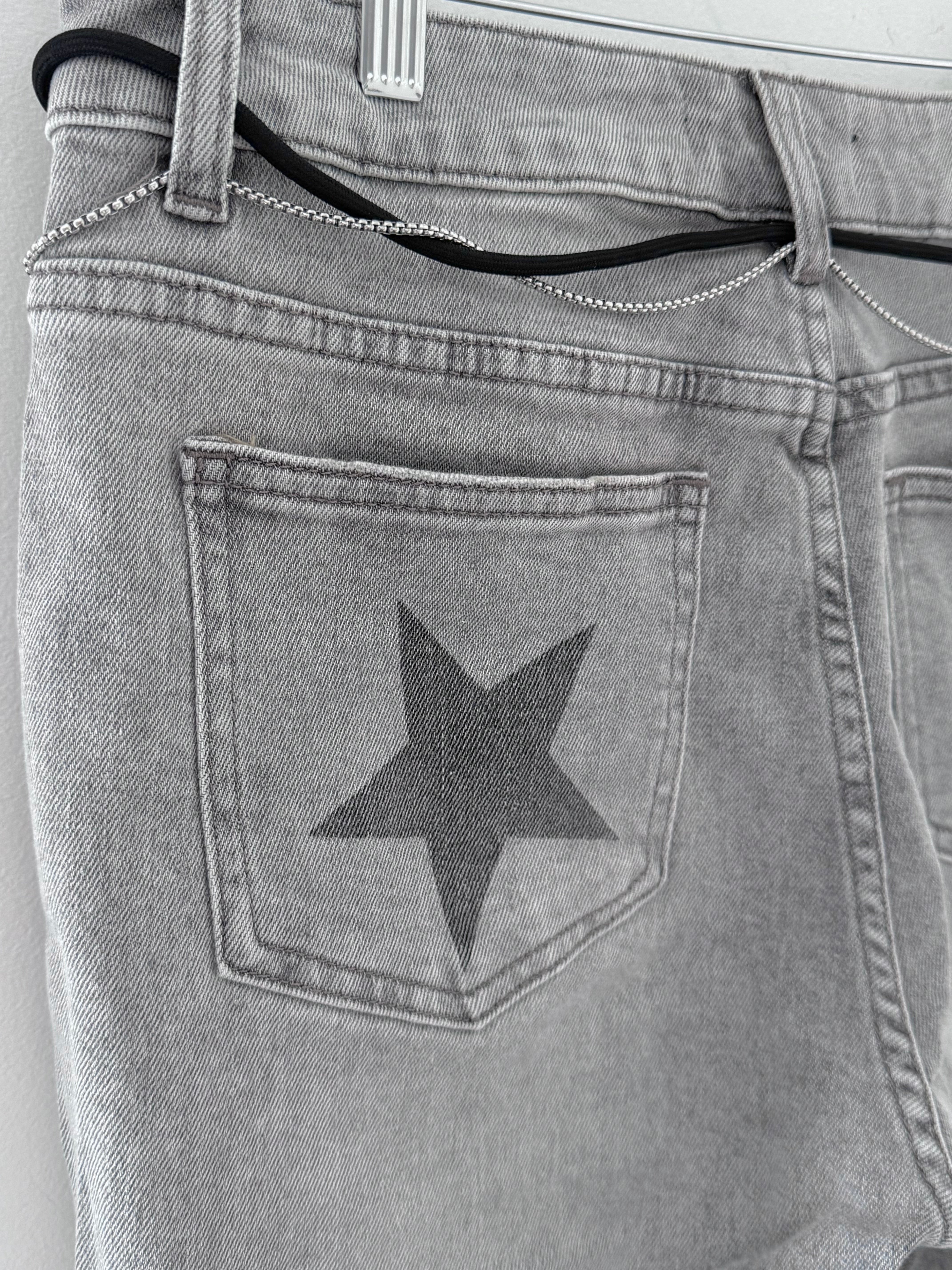 Slim Boyfriend Jeans with Stars in Vintage Grey