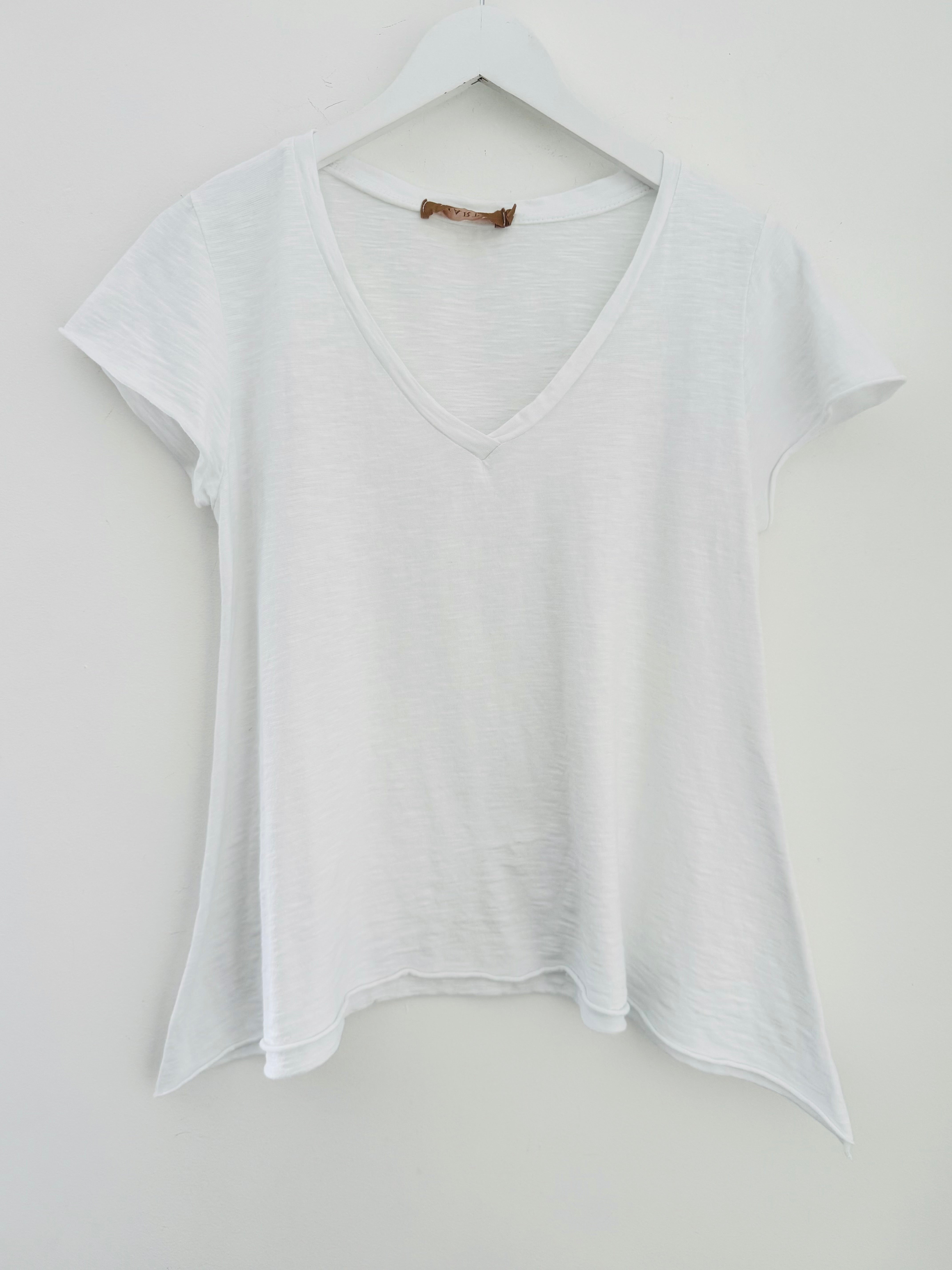 Luxe V Neck Tee in White