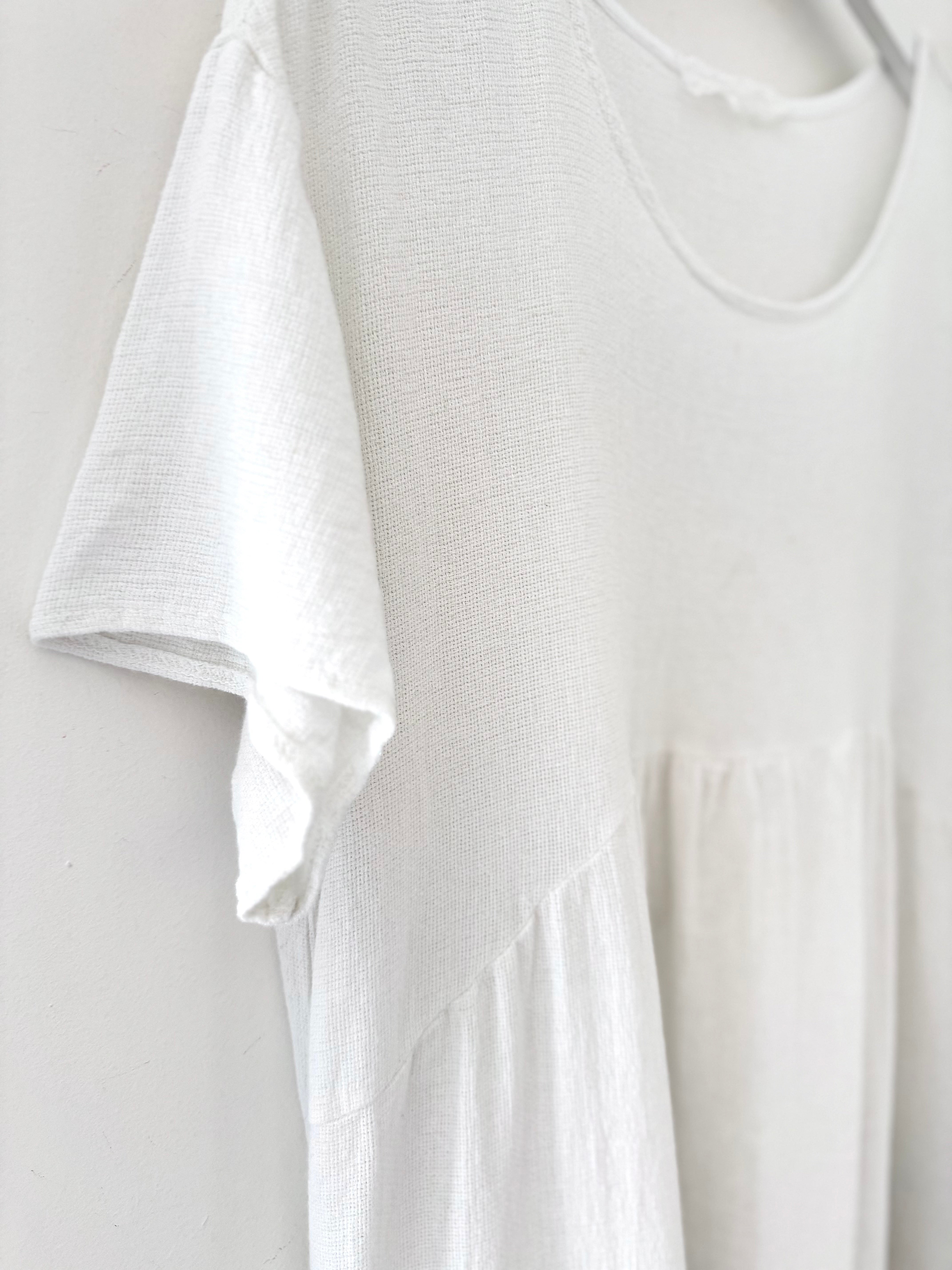 Cotton & Linen Cocoon Dress in White