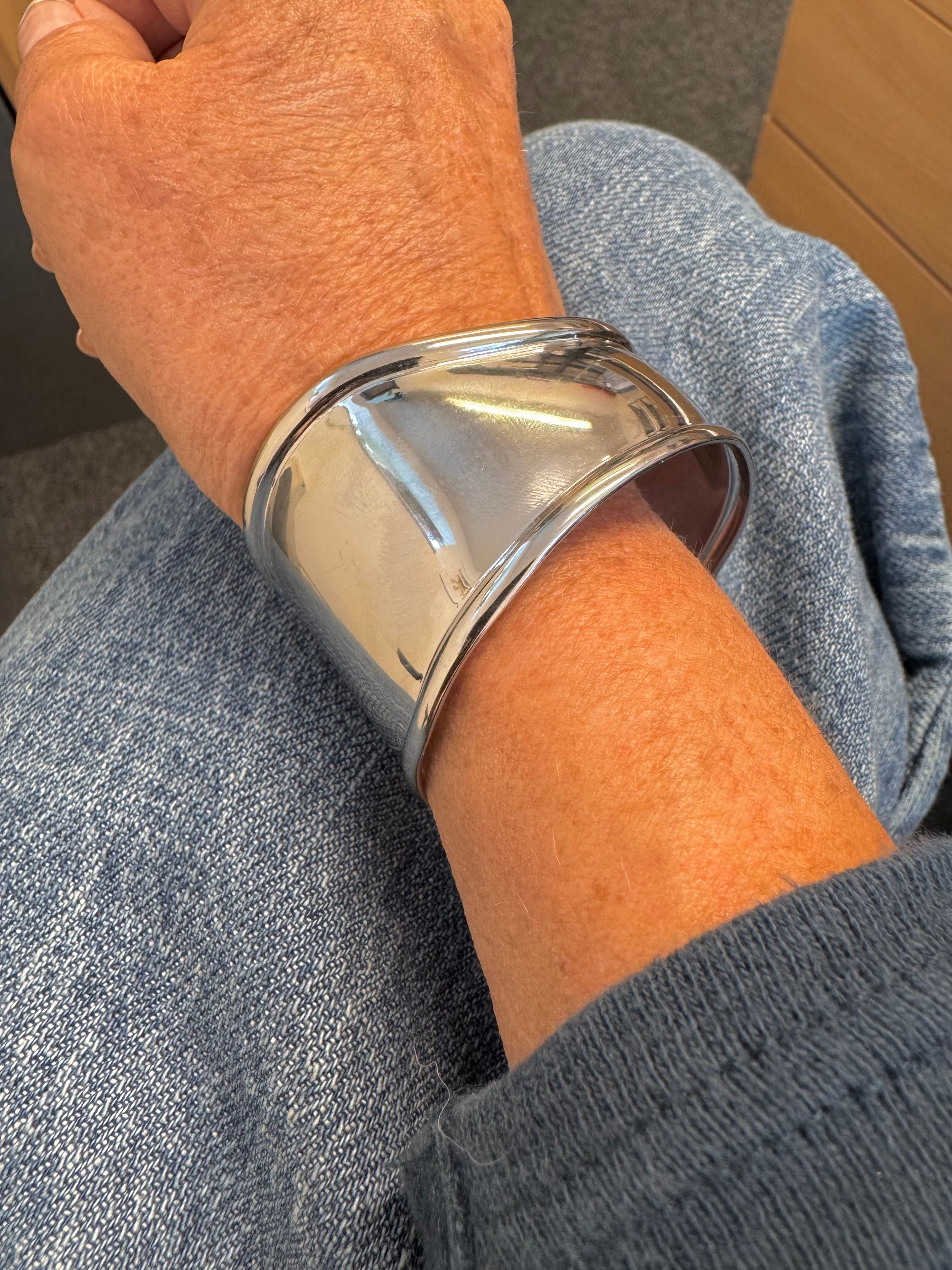 Curved Cuff Bracelet in Silver