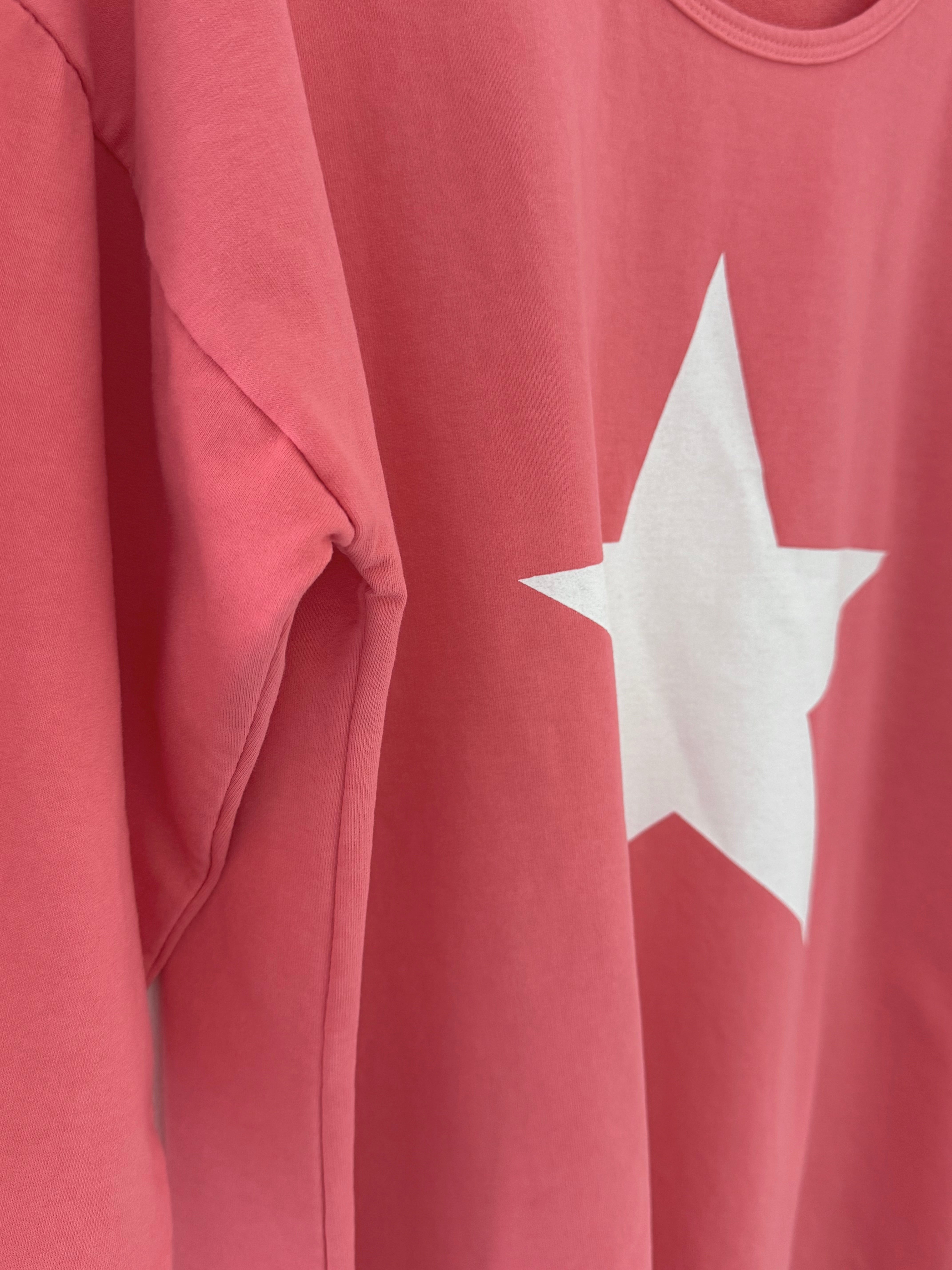 Scoop Neck Cotton Star Top in Coral
