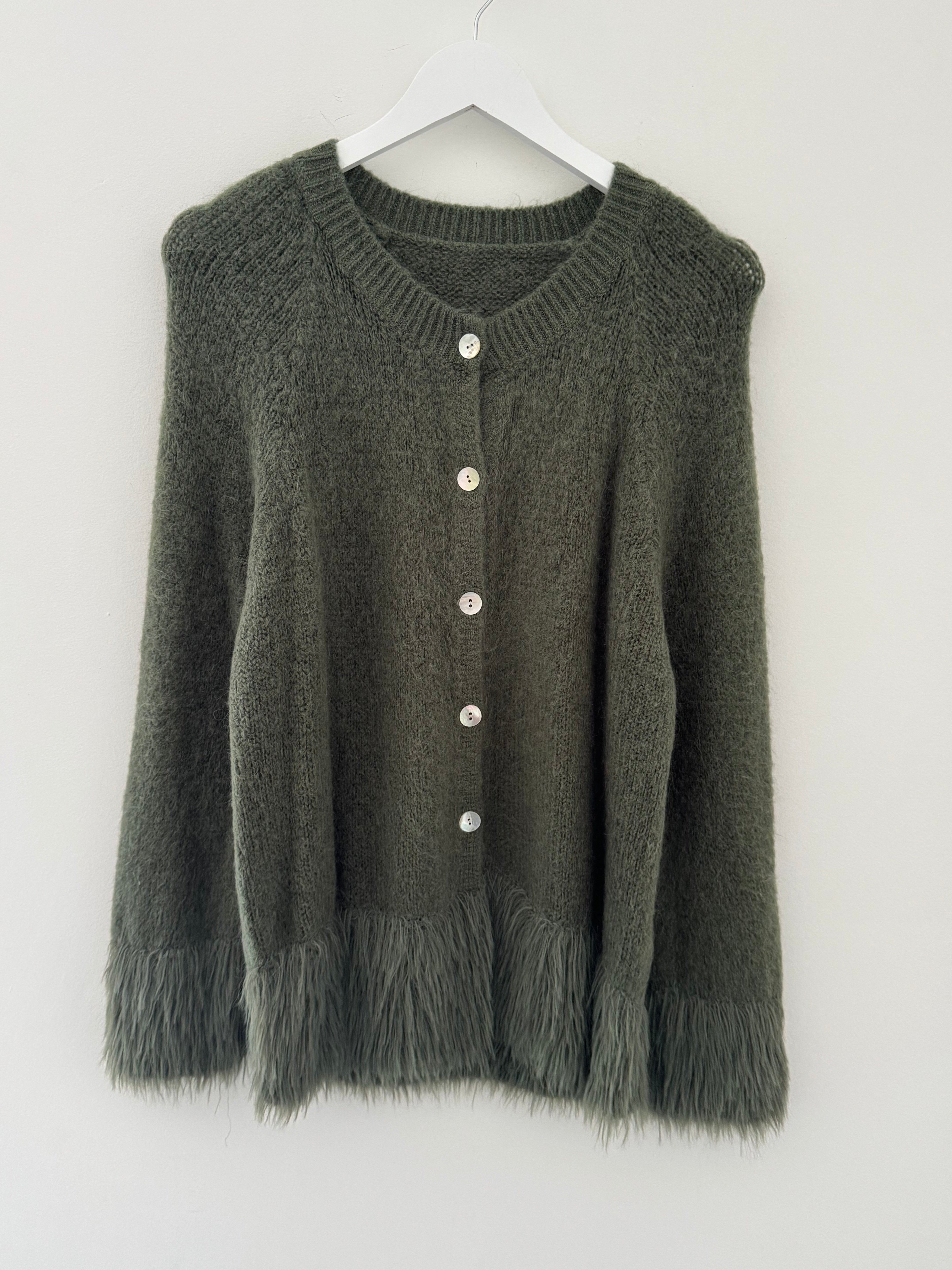 Luxe Fringe Cardigan in Khaki