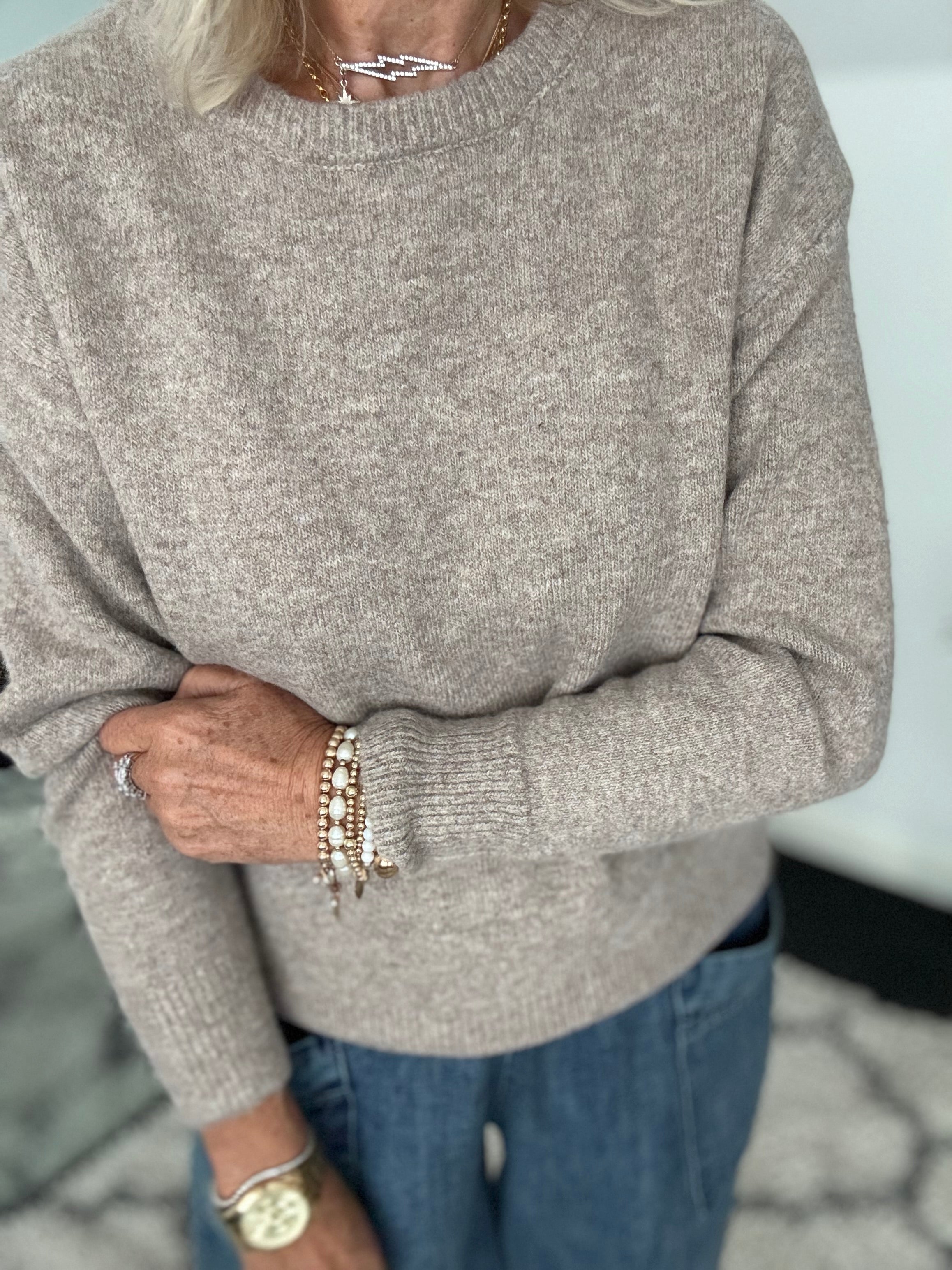 Soft & Cosy Round Neck Jumper in Mocha