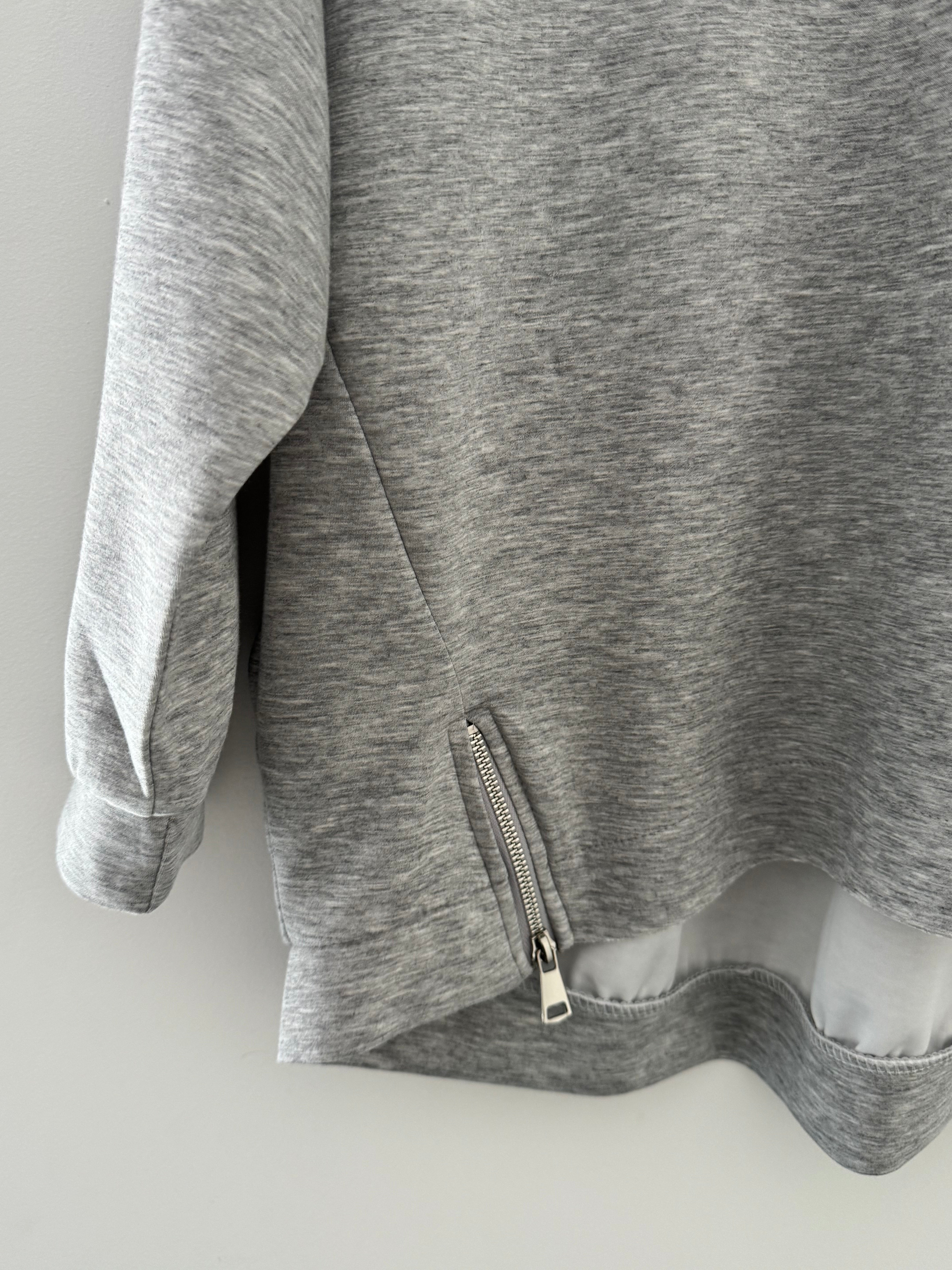 Luxe Sweatshirt with Zips in Marl Grey