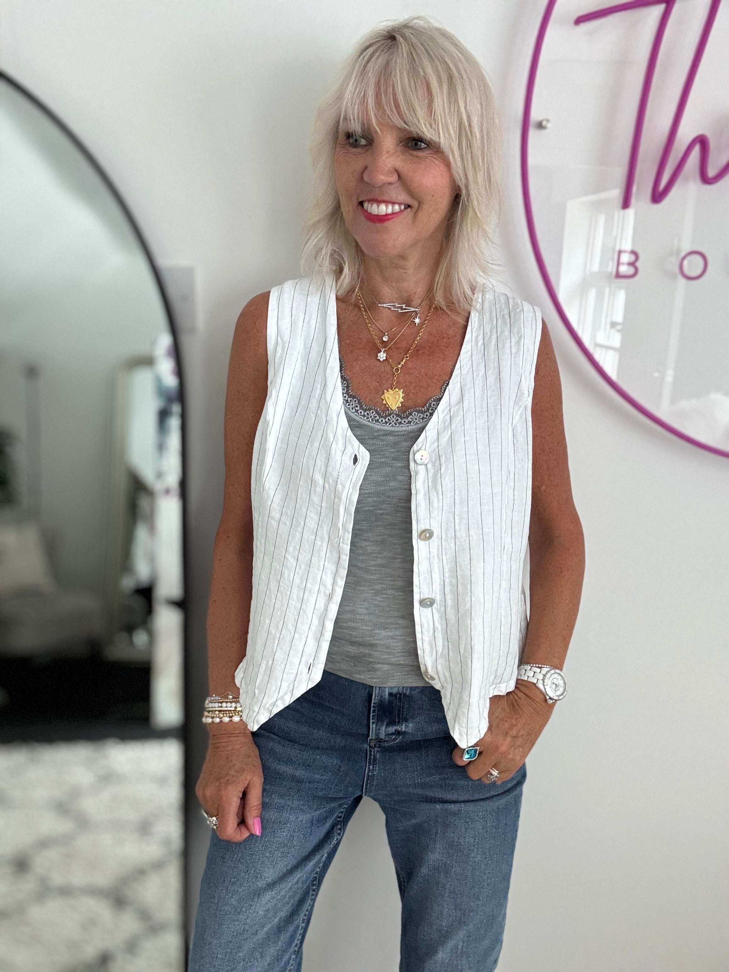 Luxe Ribbed Vest in Grey