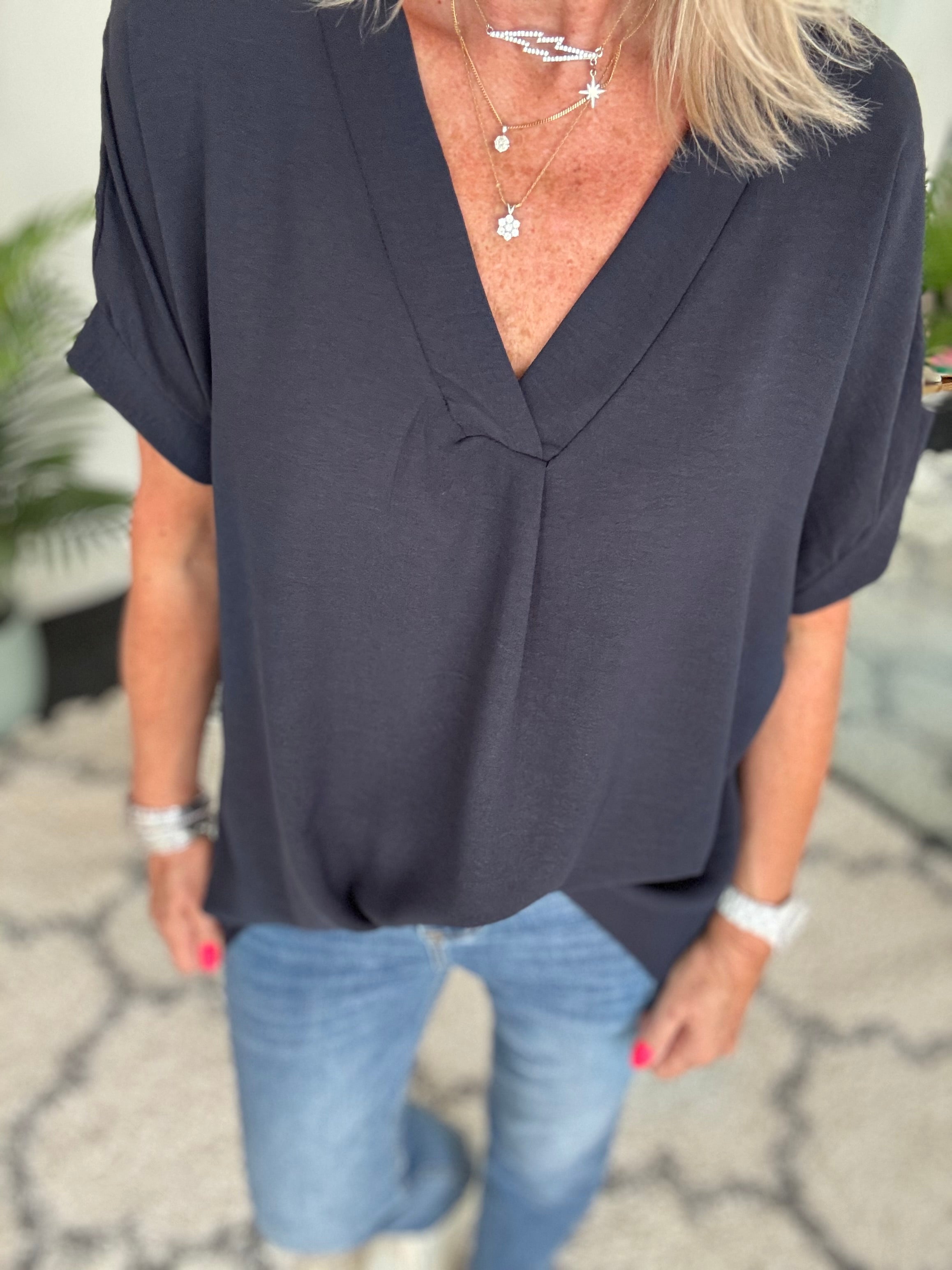 Simple Crepe Top in Ink