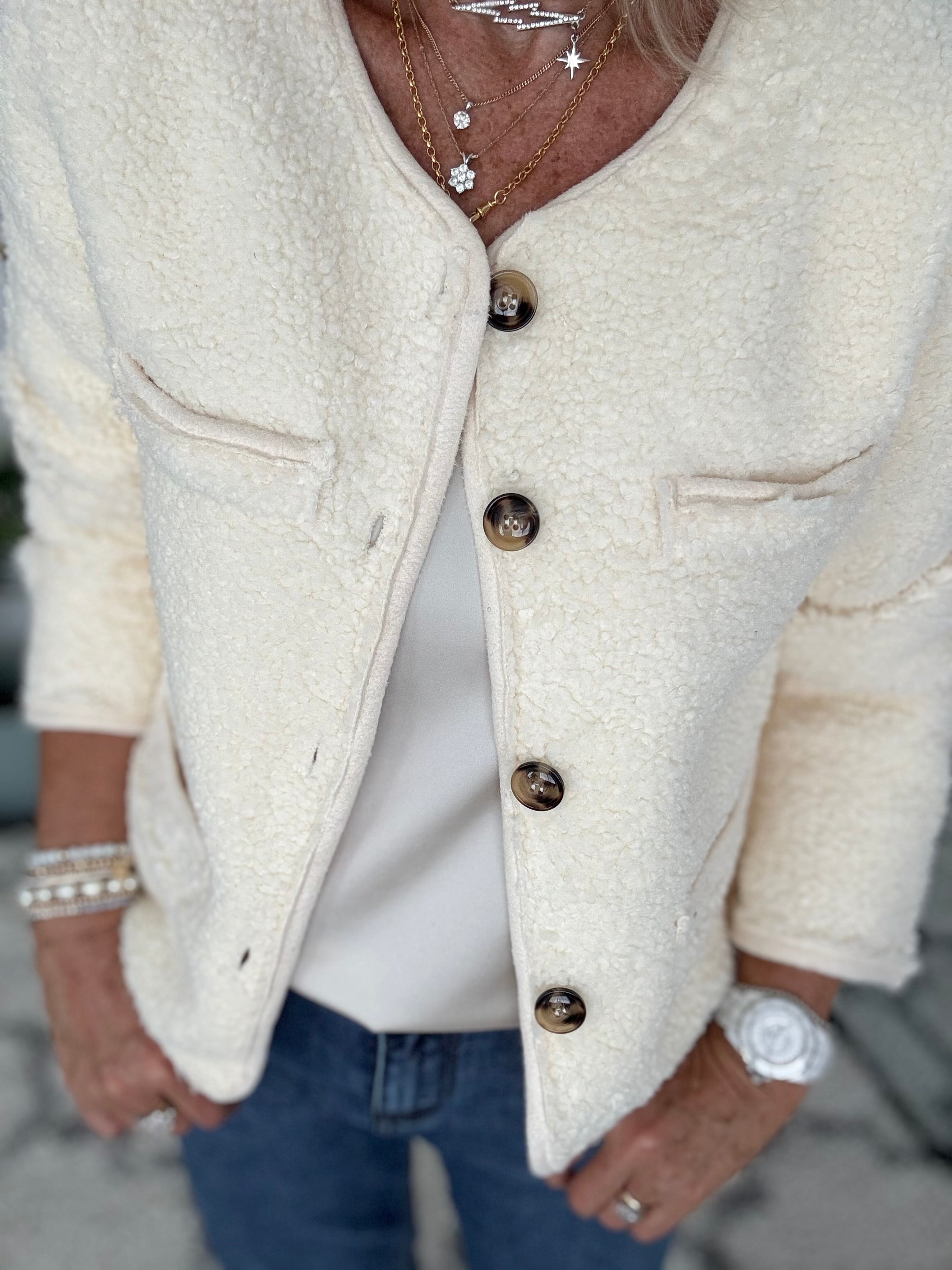 Soft Teddy Jacket in Vanilla