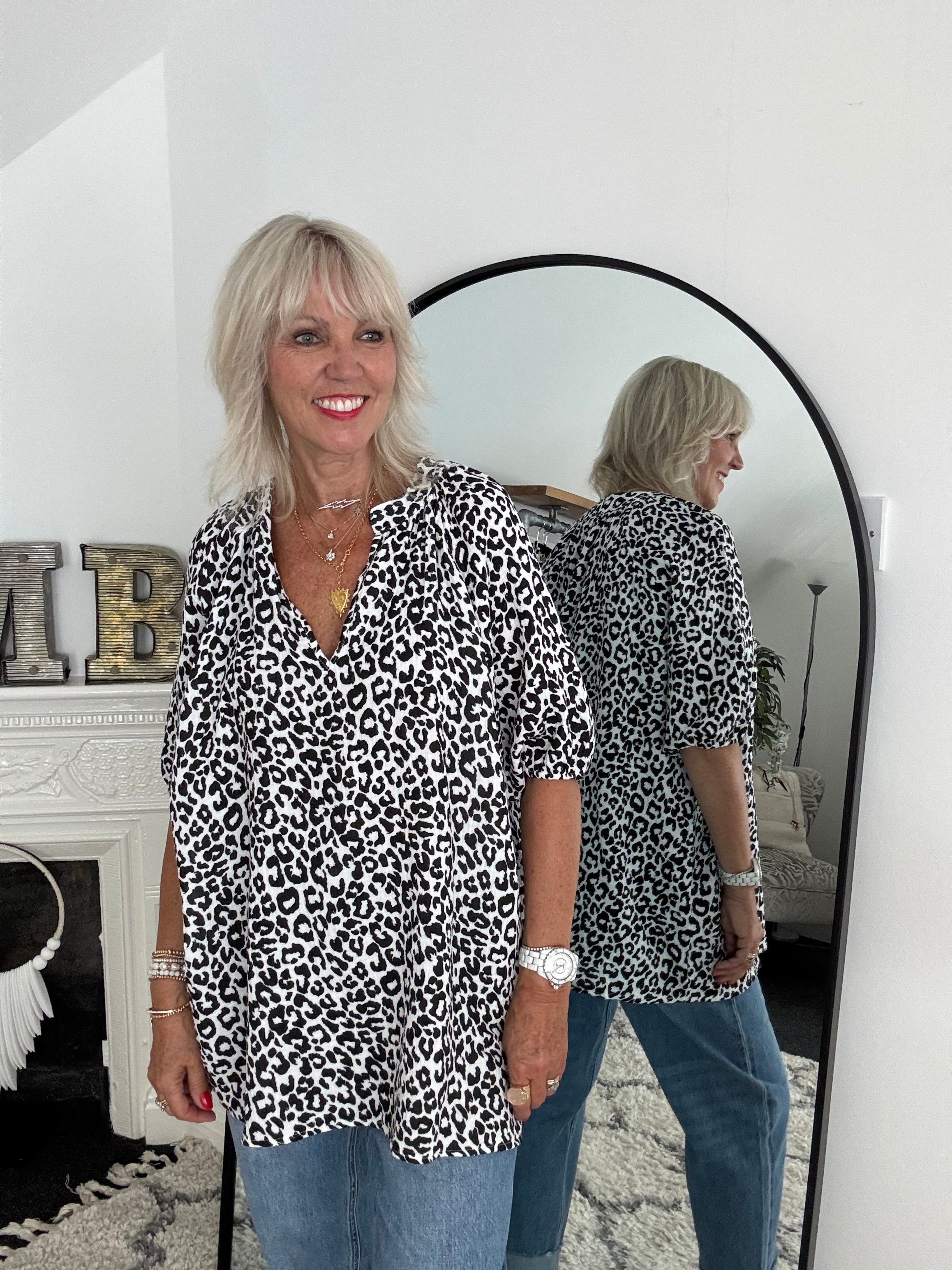 Oversized Cheesecloth Top in Classic Leopard