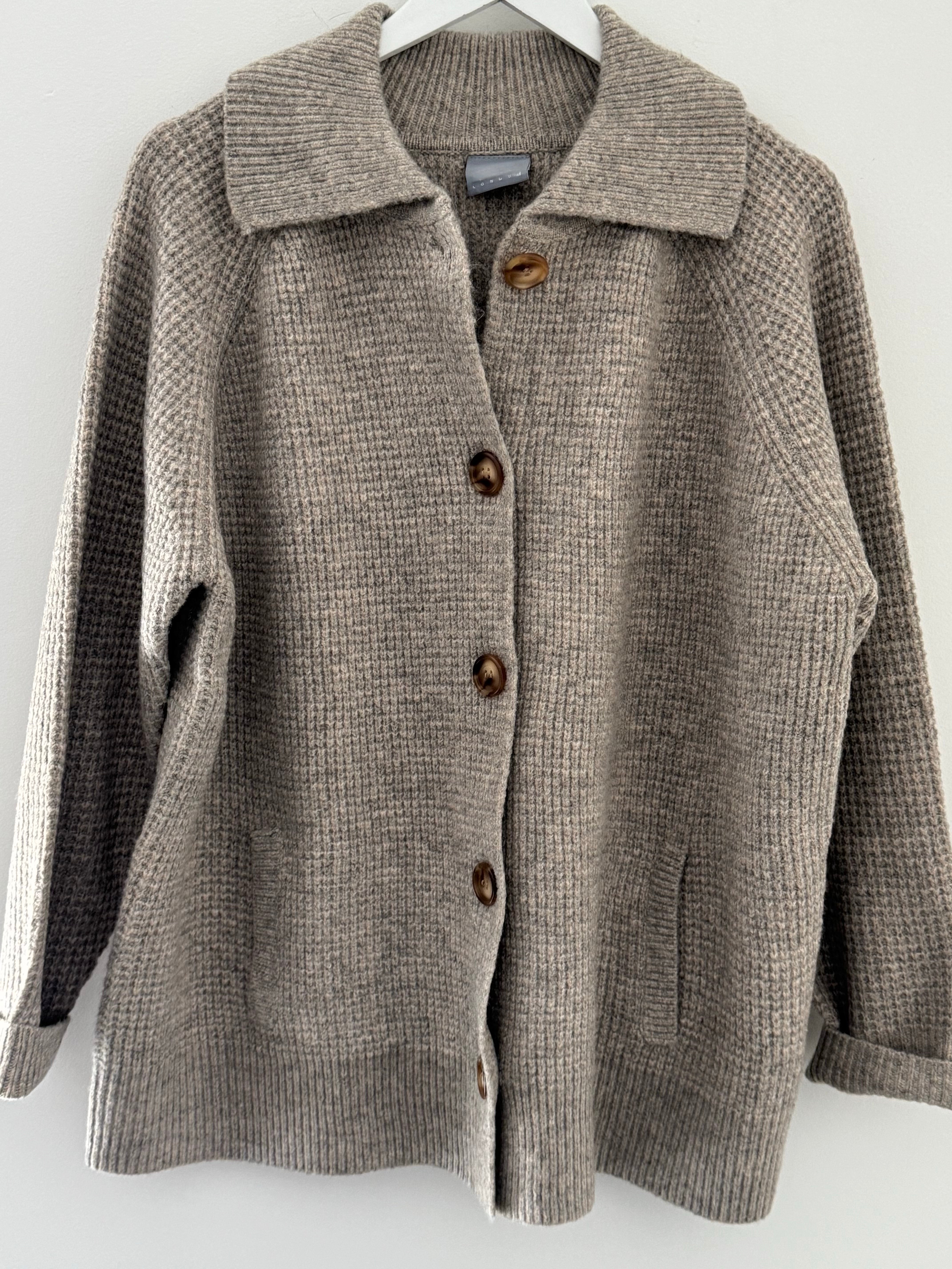 Fisherman Rib Knitted Jacket in Stone
