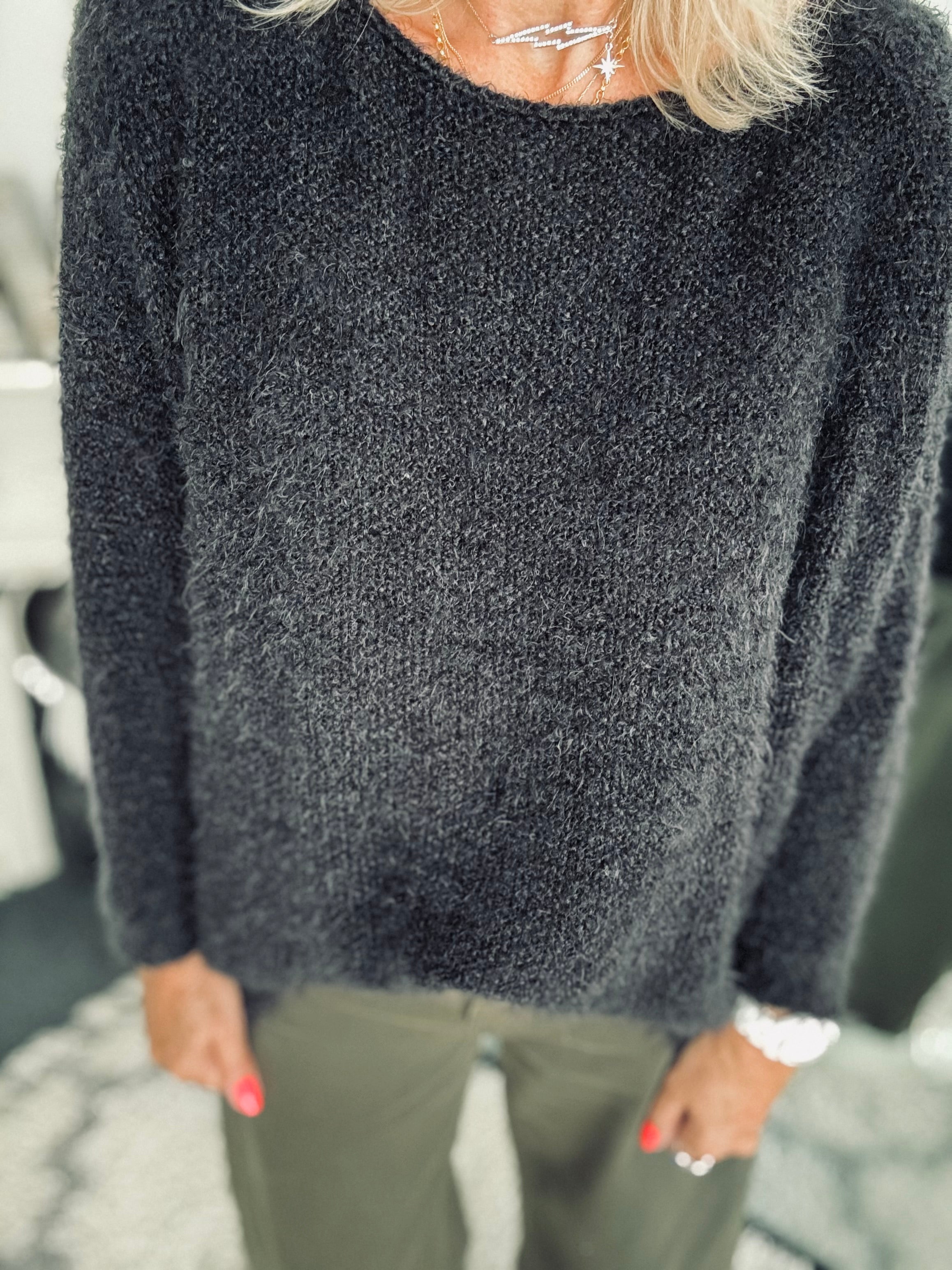 Luxe Fluffy Jumper in Black