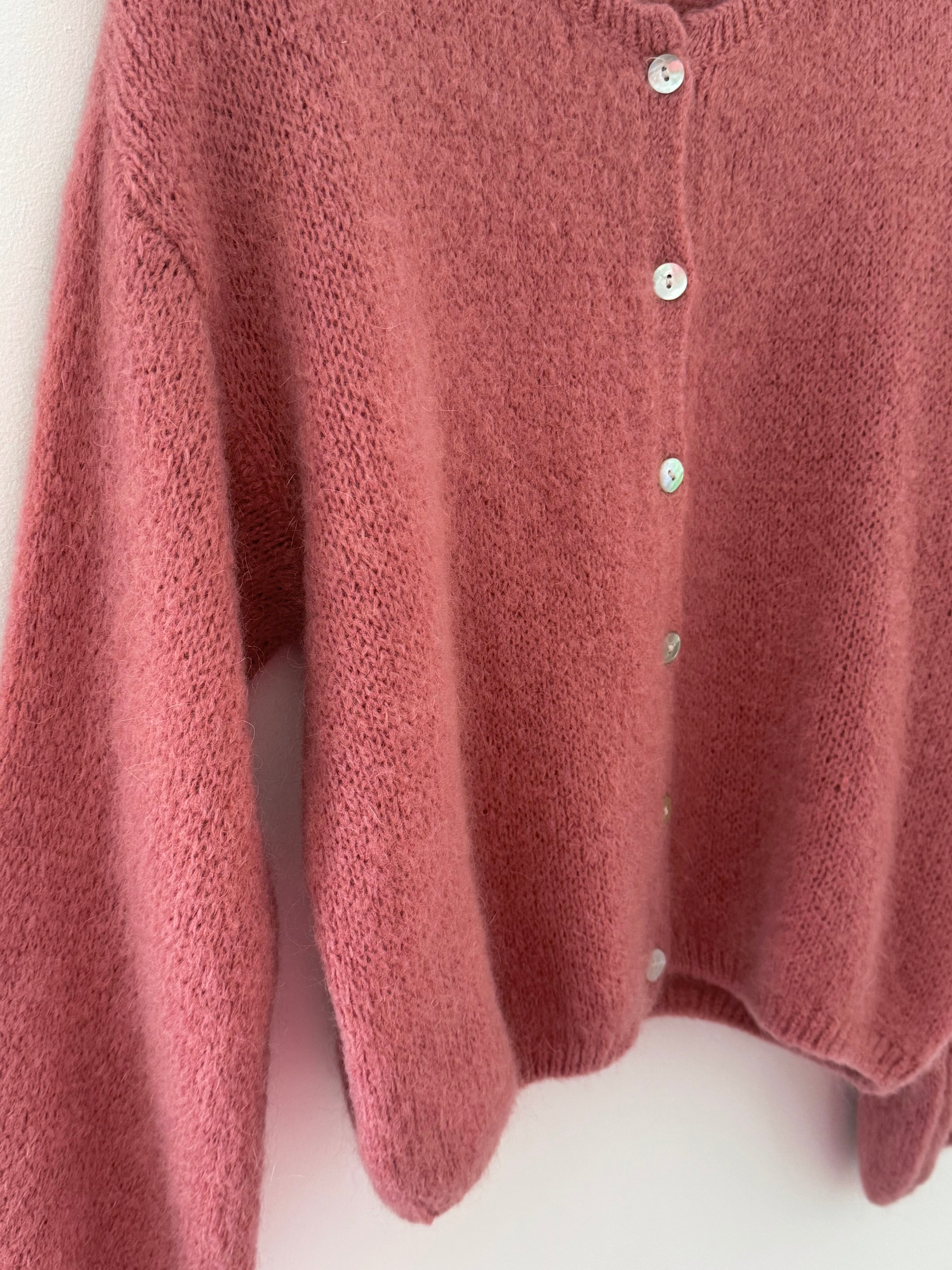 Mohair Buttoned Cardi in Blush Pink