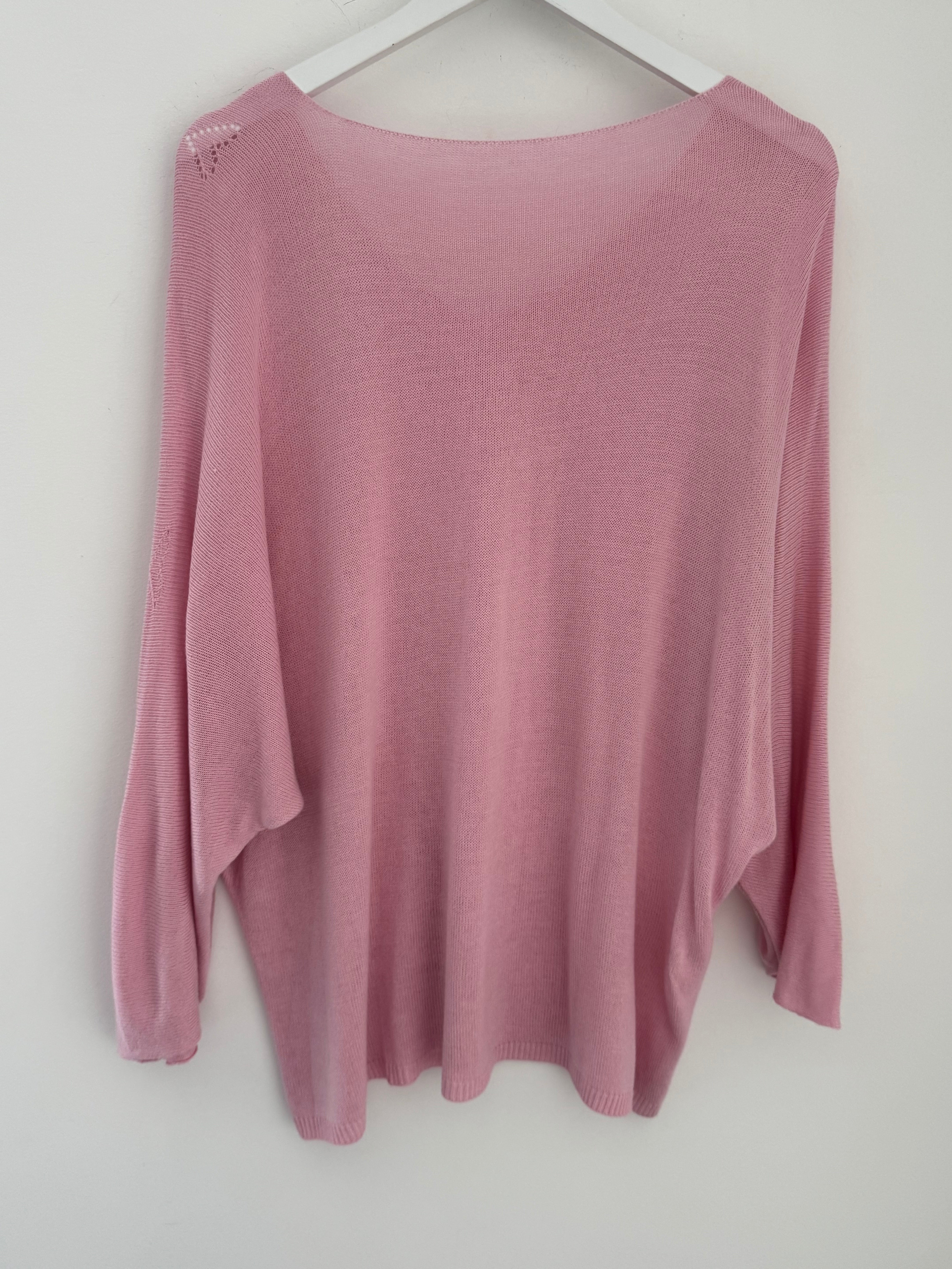 Lightweight Heart Jumper in Pink