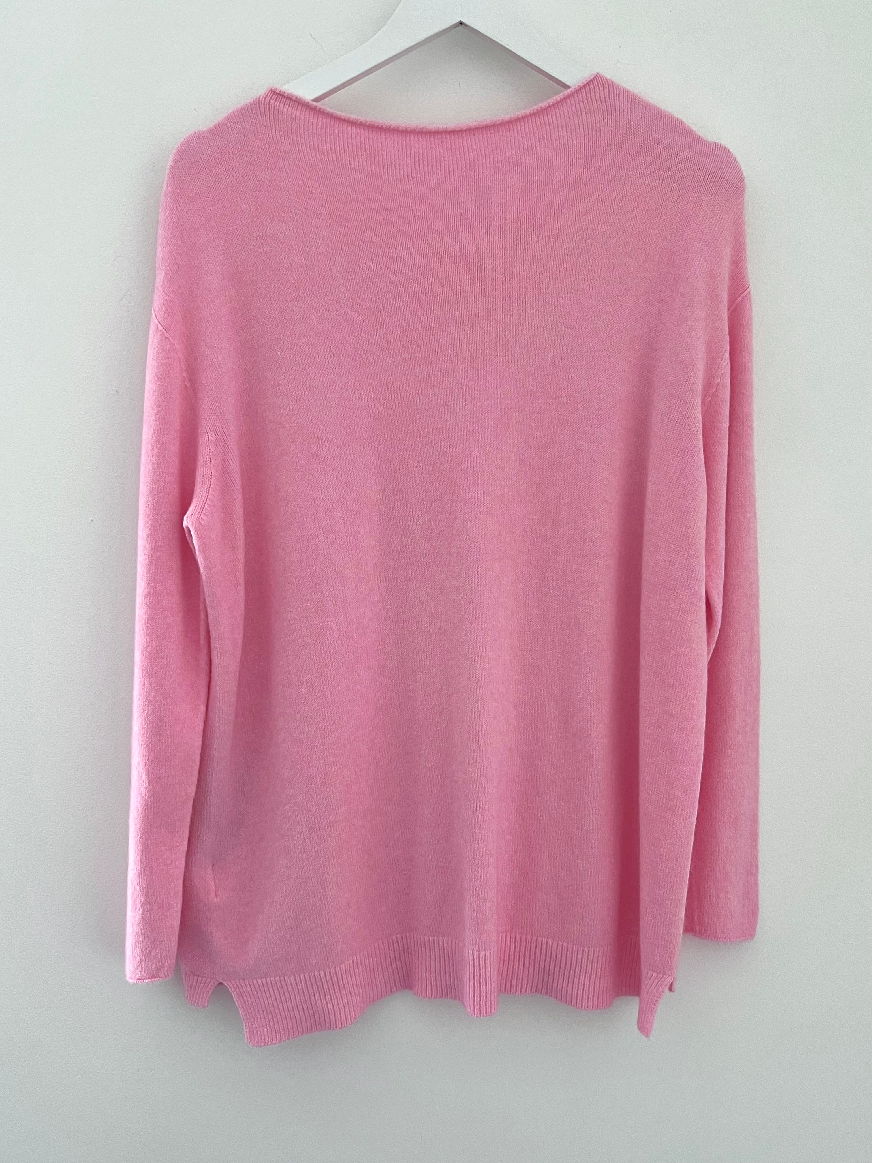 Ribbed Star Jumper in Candy Pink
