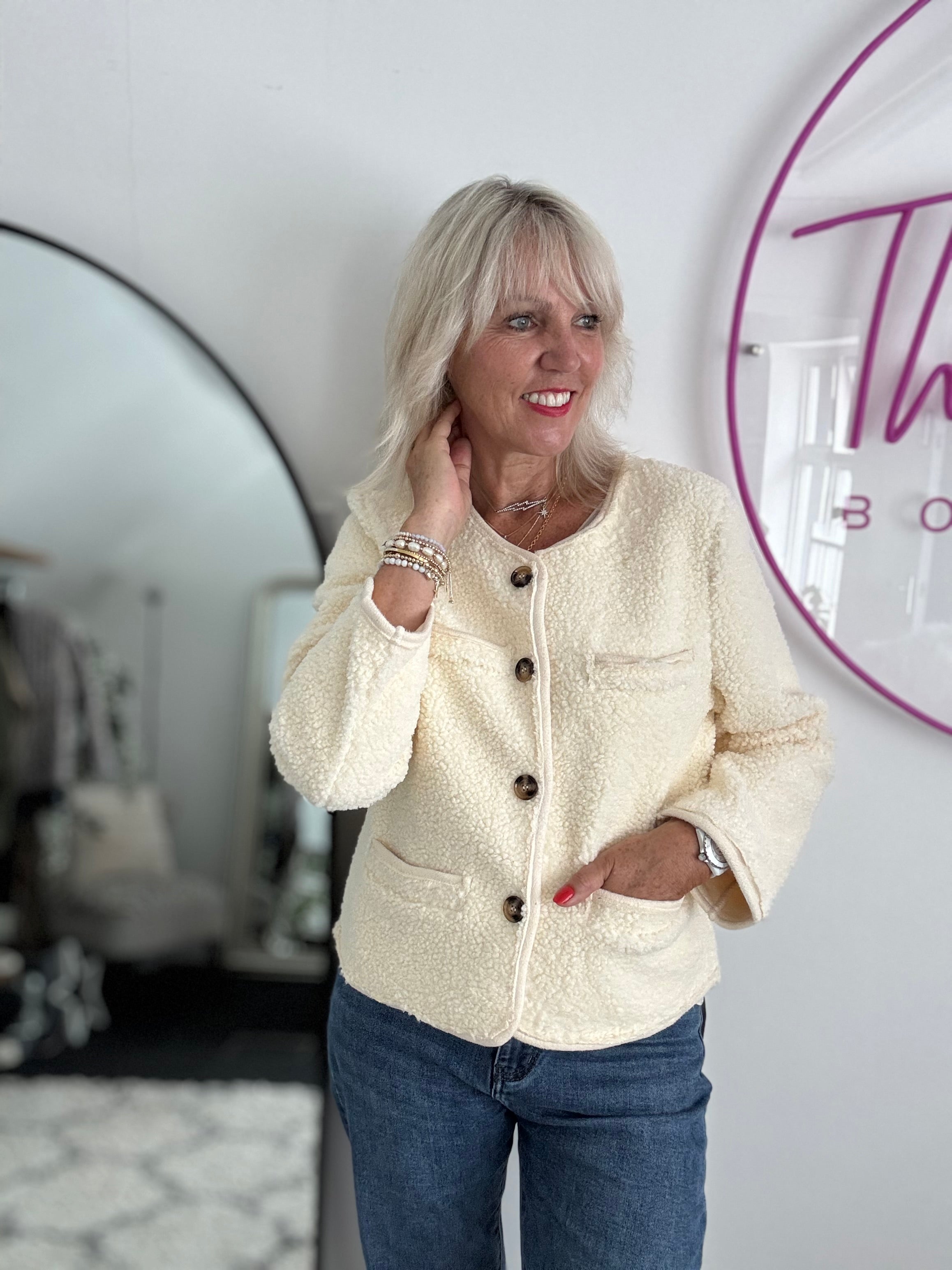 Soft Teddy Jacket in Vanilla