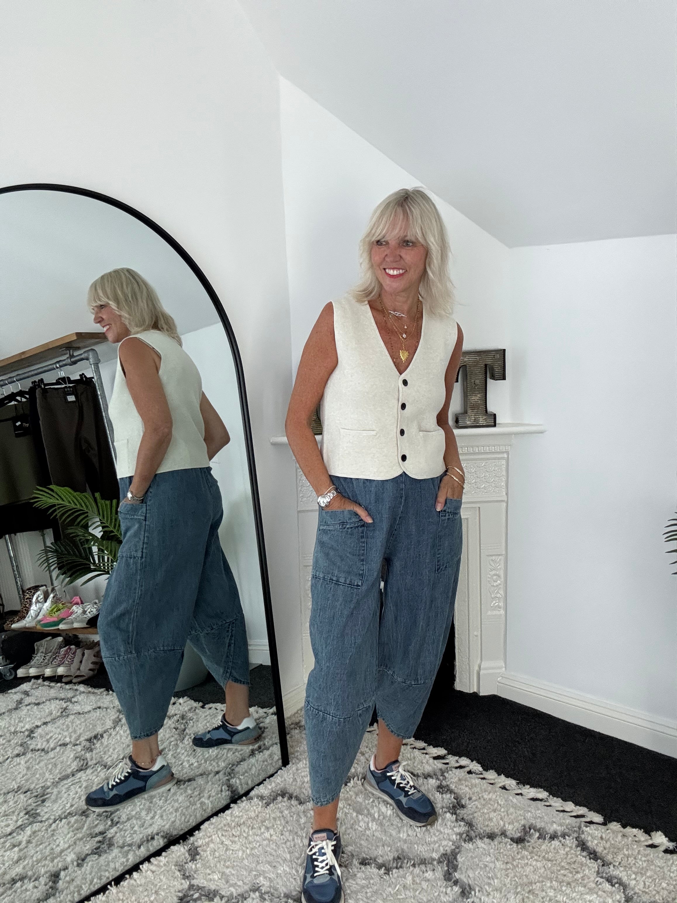 Knitted Waistcoat in Ecru