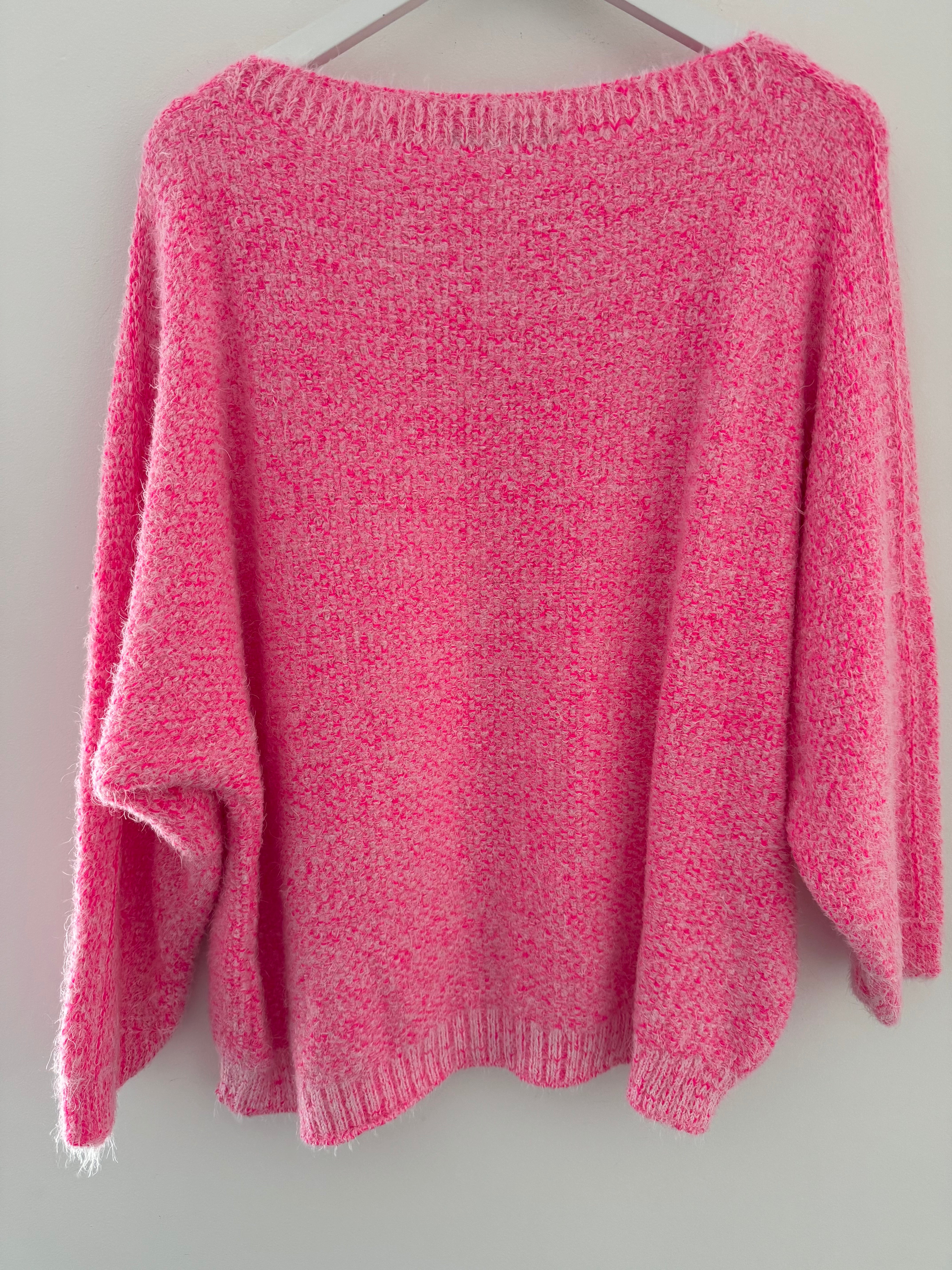 Luxe Fluffy Jumper in Hot Pink
