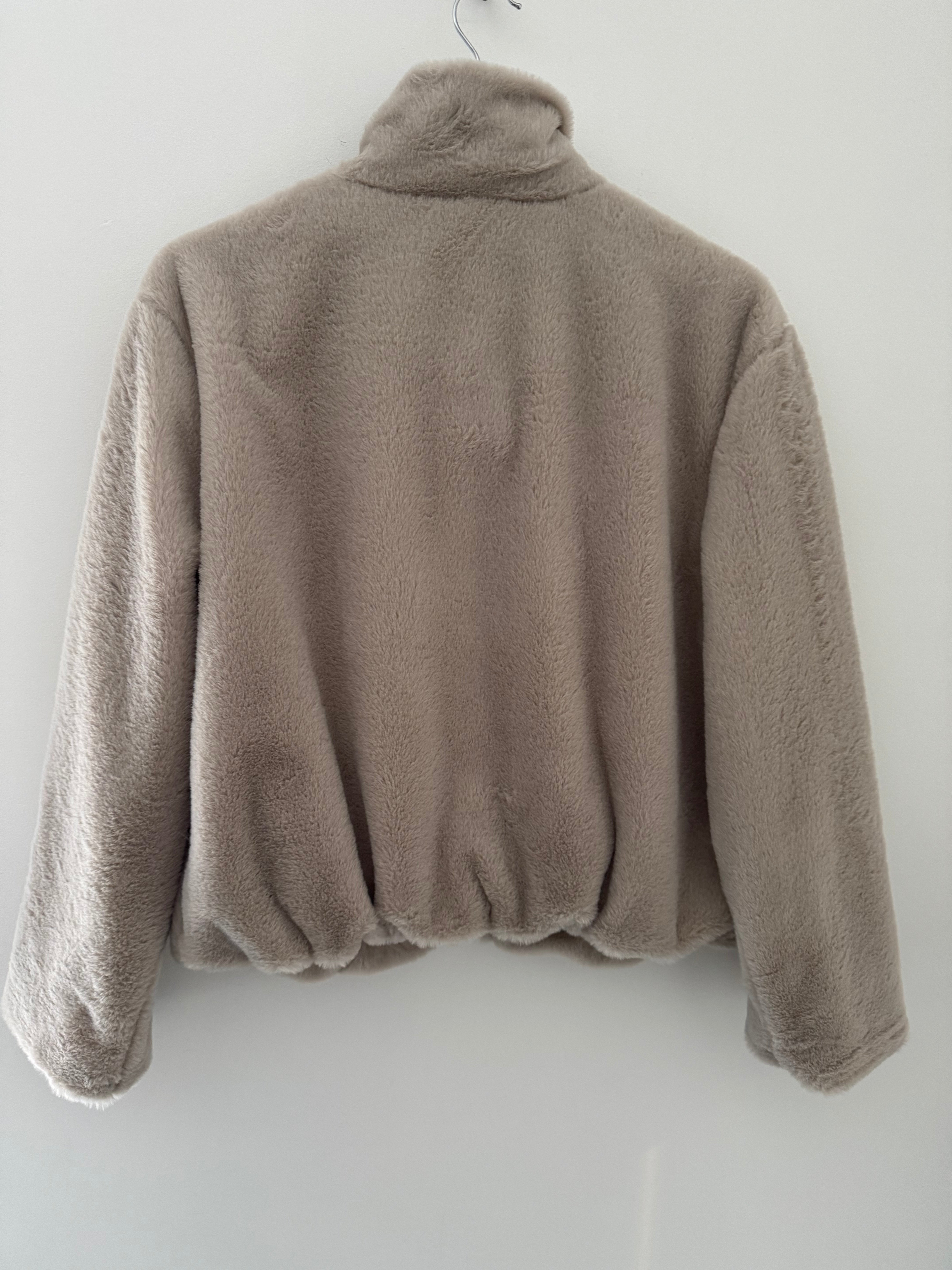 Faux Fur Jacket in Stone