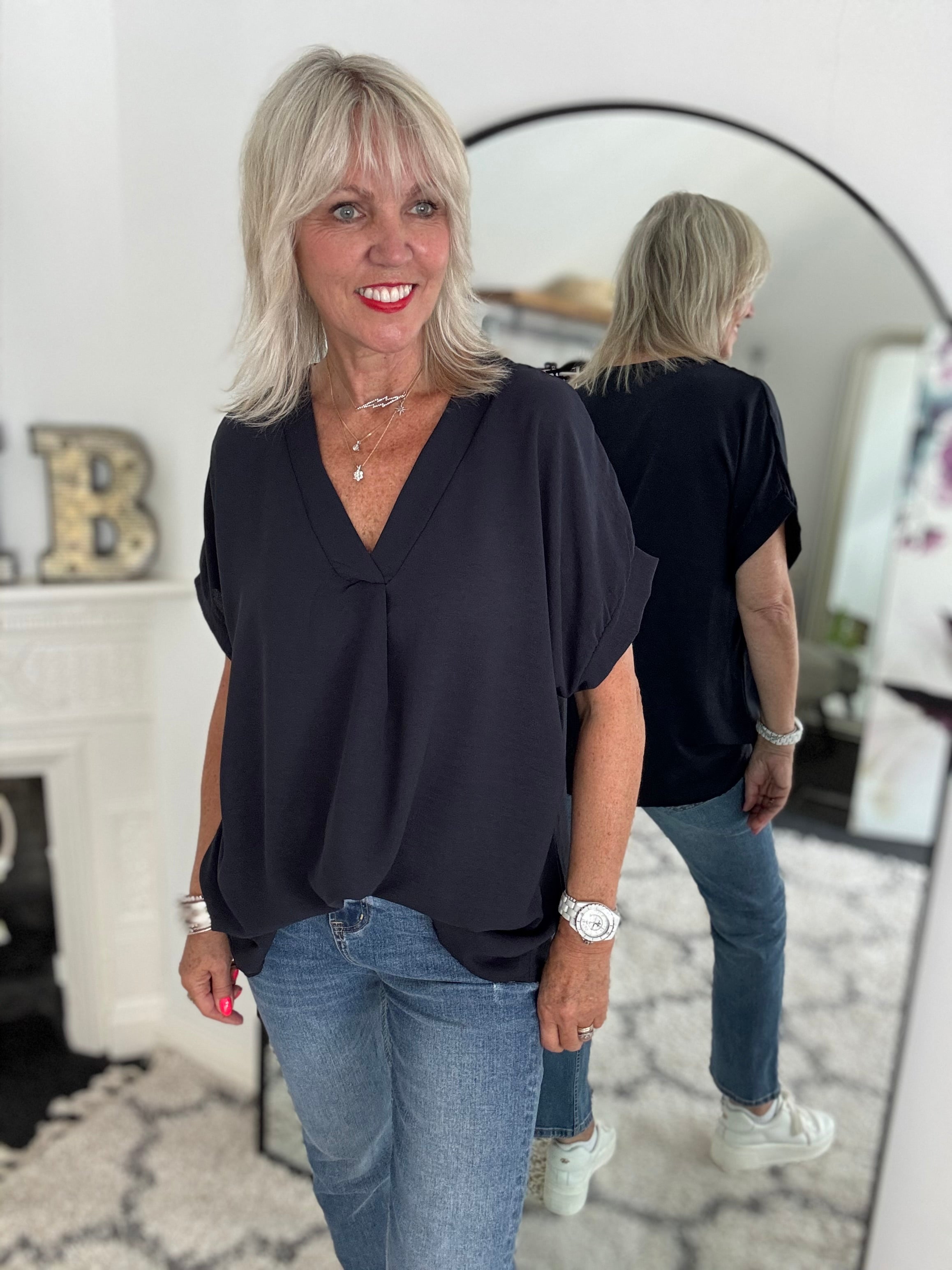 Simple Crepe Top in Ink