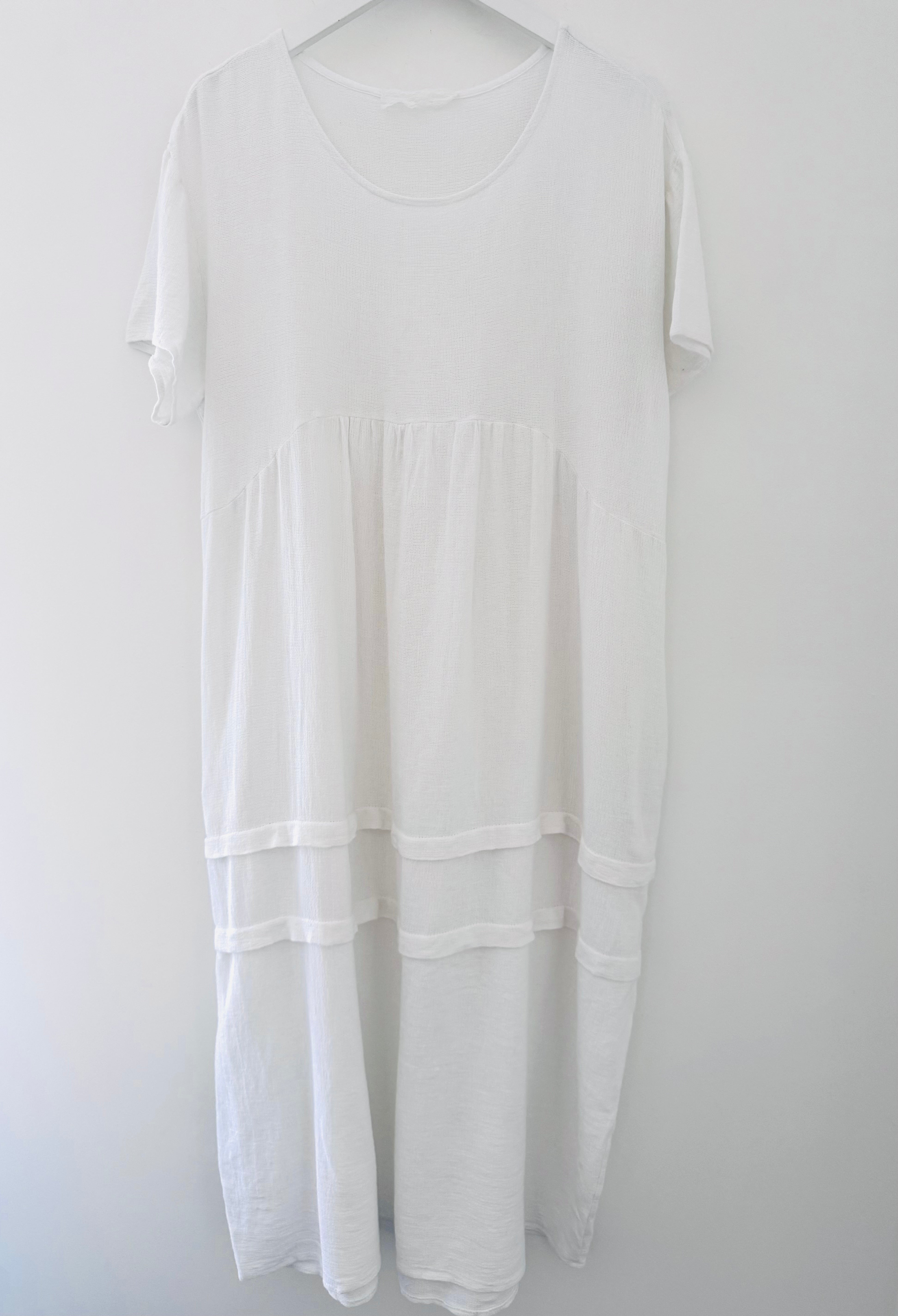 Cotton & Linen Cocoon Dress in White