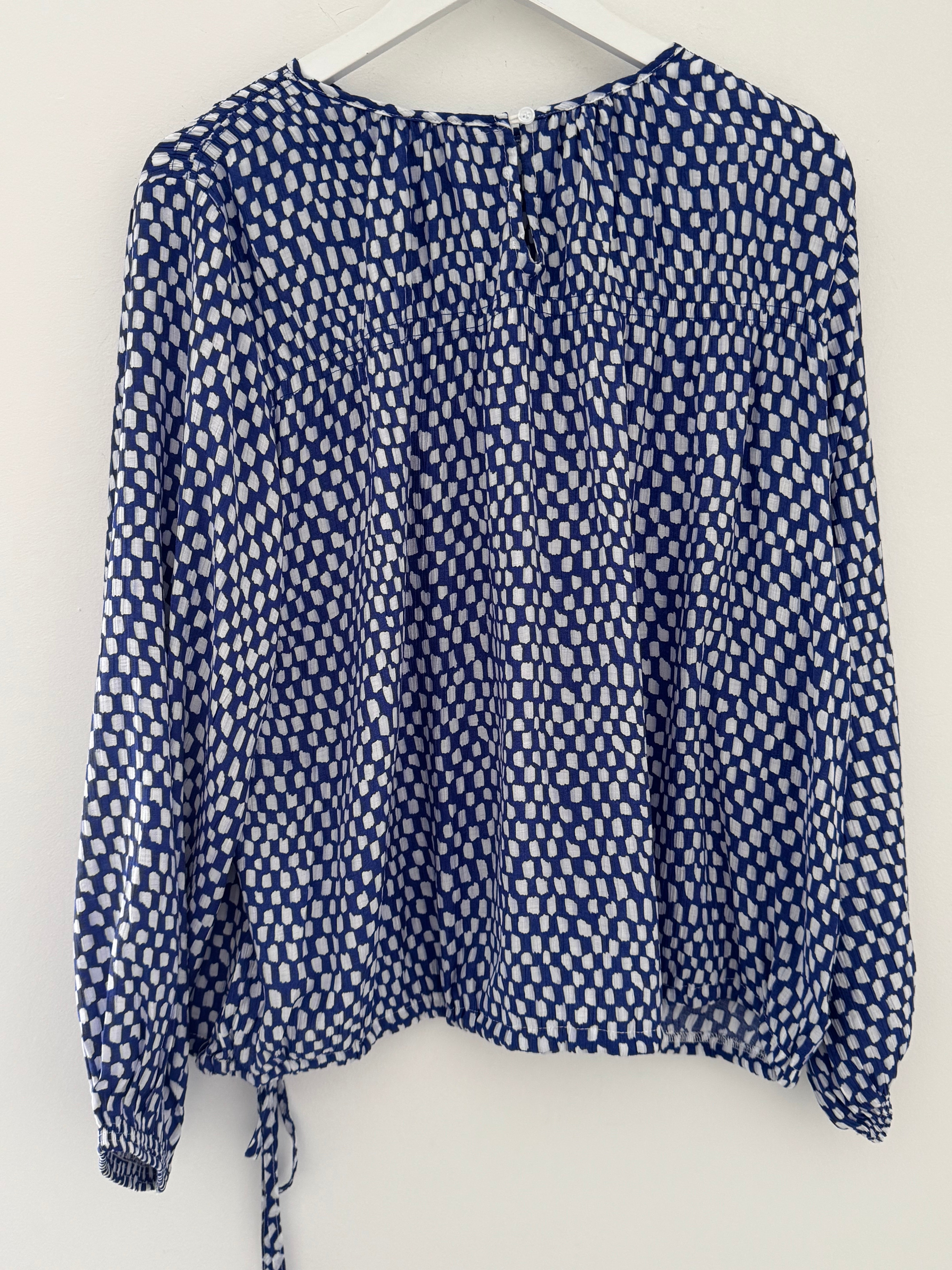 Checker Blouse in Blue & White