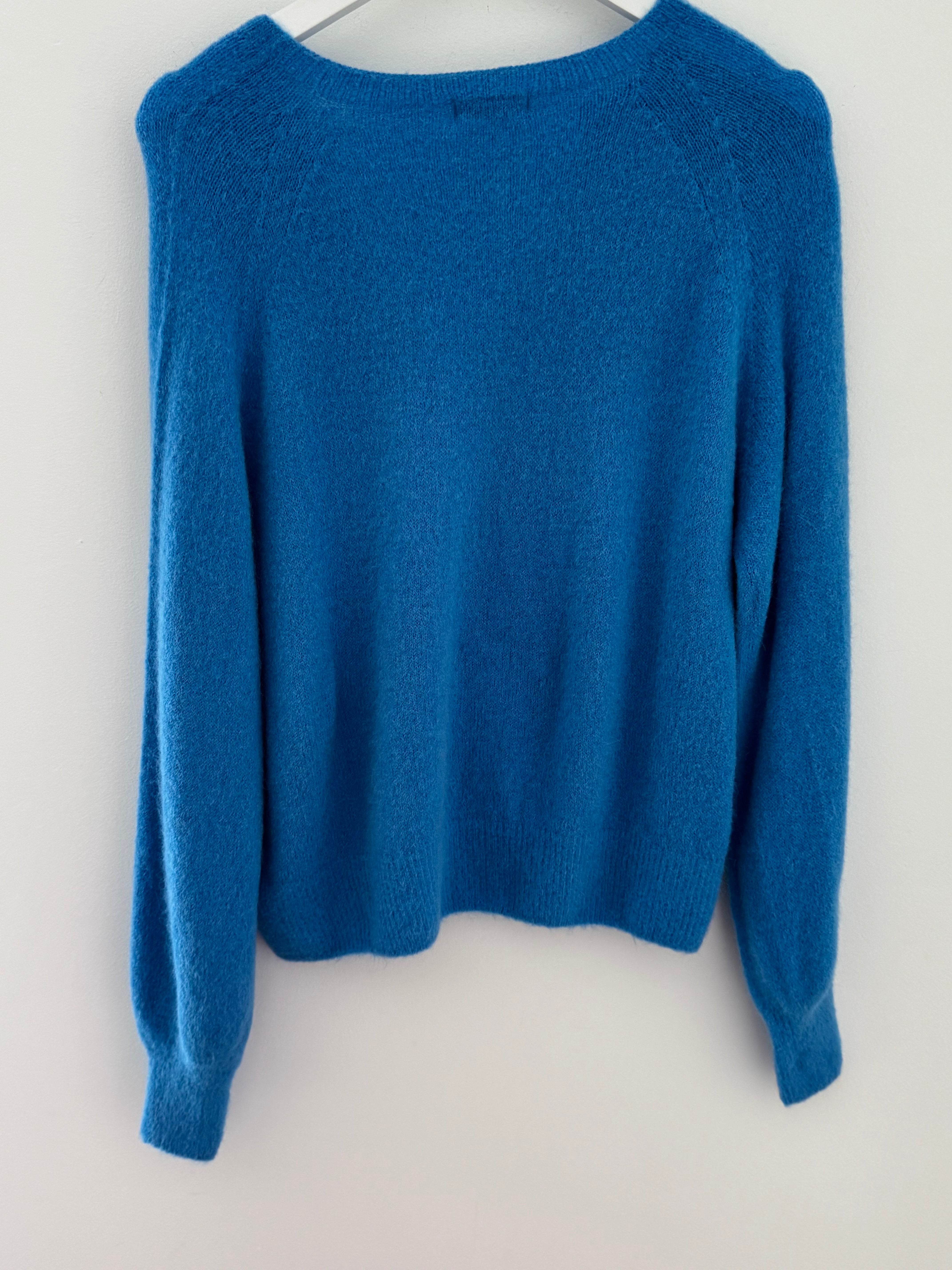 Softie Jumper with Button Neck in Sky Blue