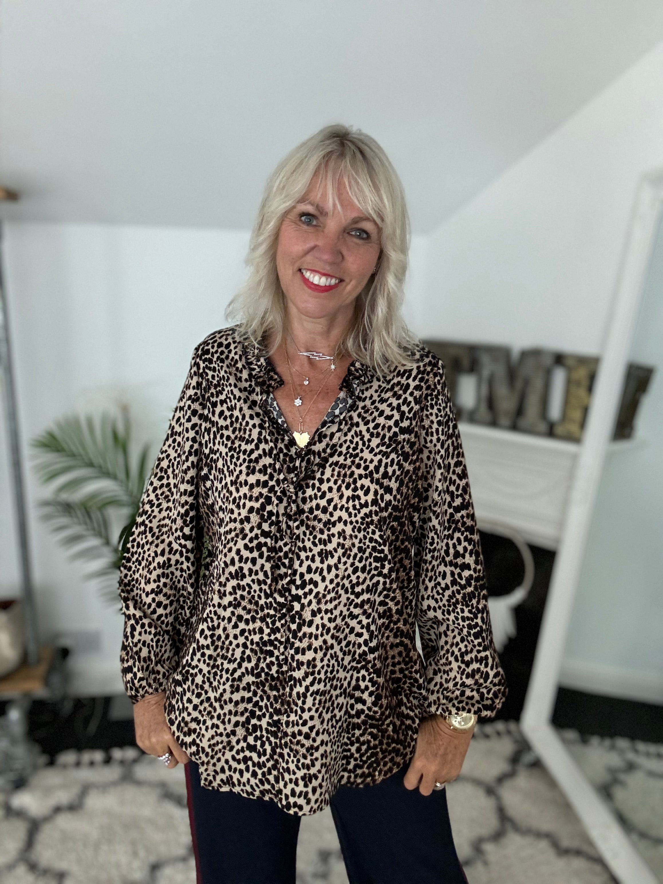 Luxe Silky Blouse in Leopard Print