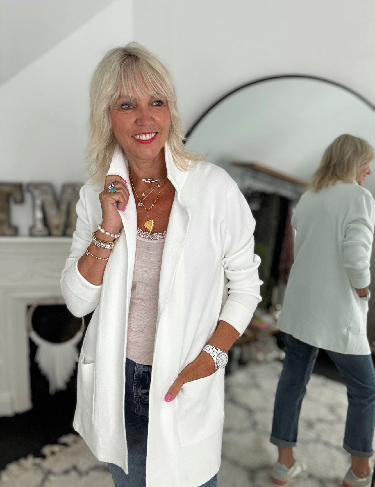 Knitted Cardi Jacket in Ivory
