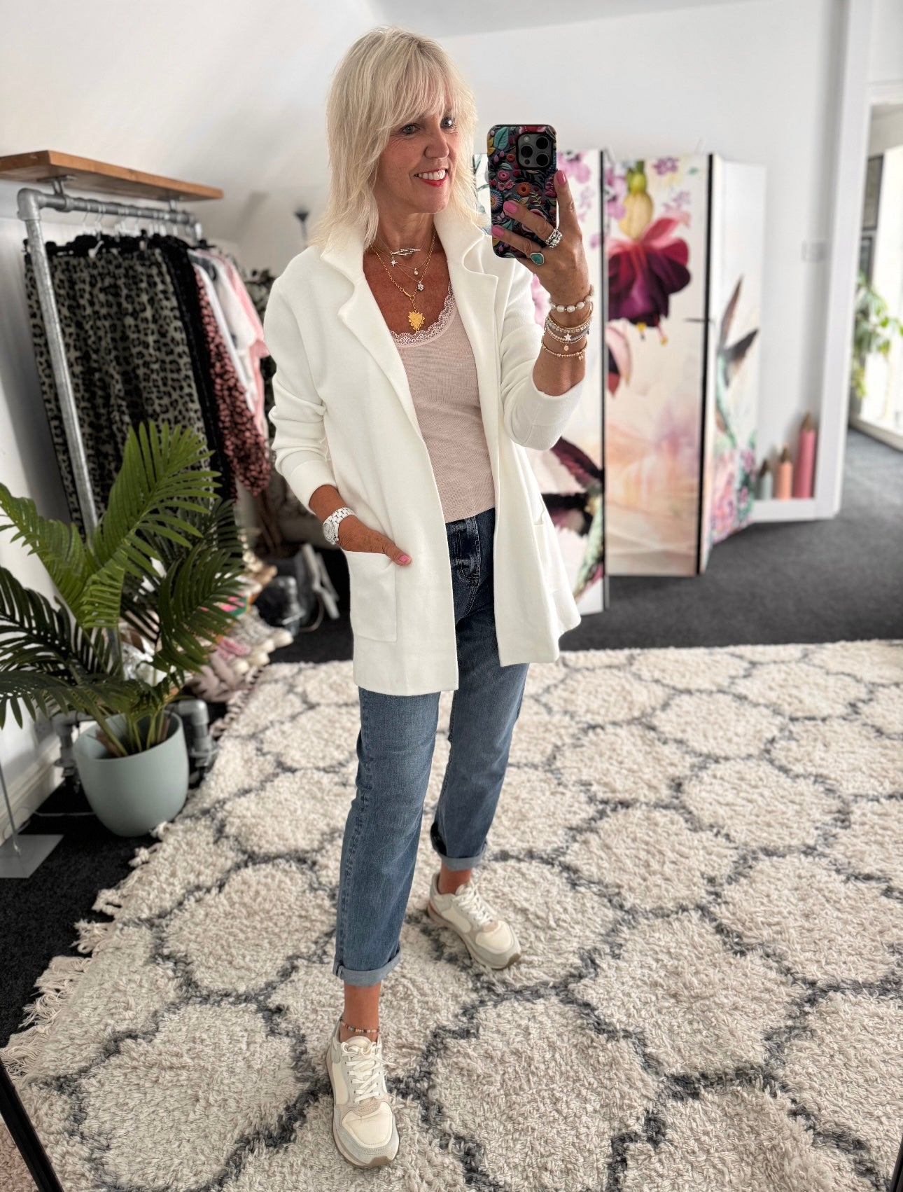 Knitted Cardi Jacket in Ivory