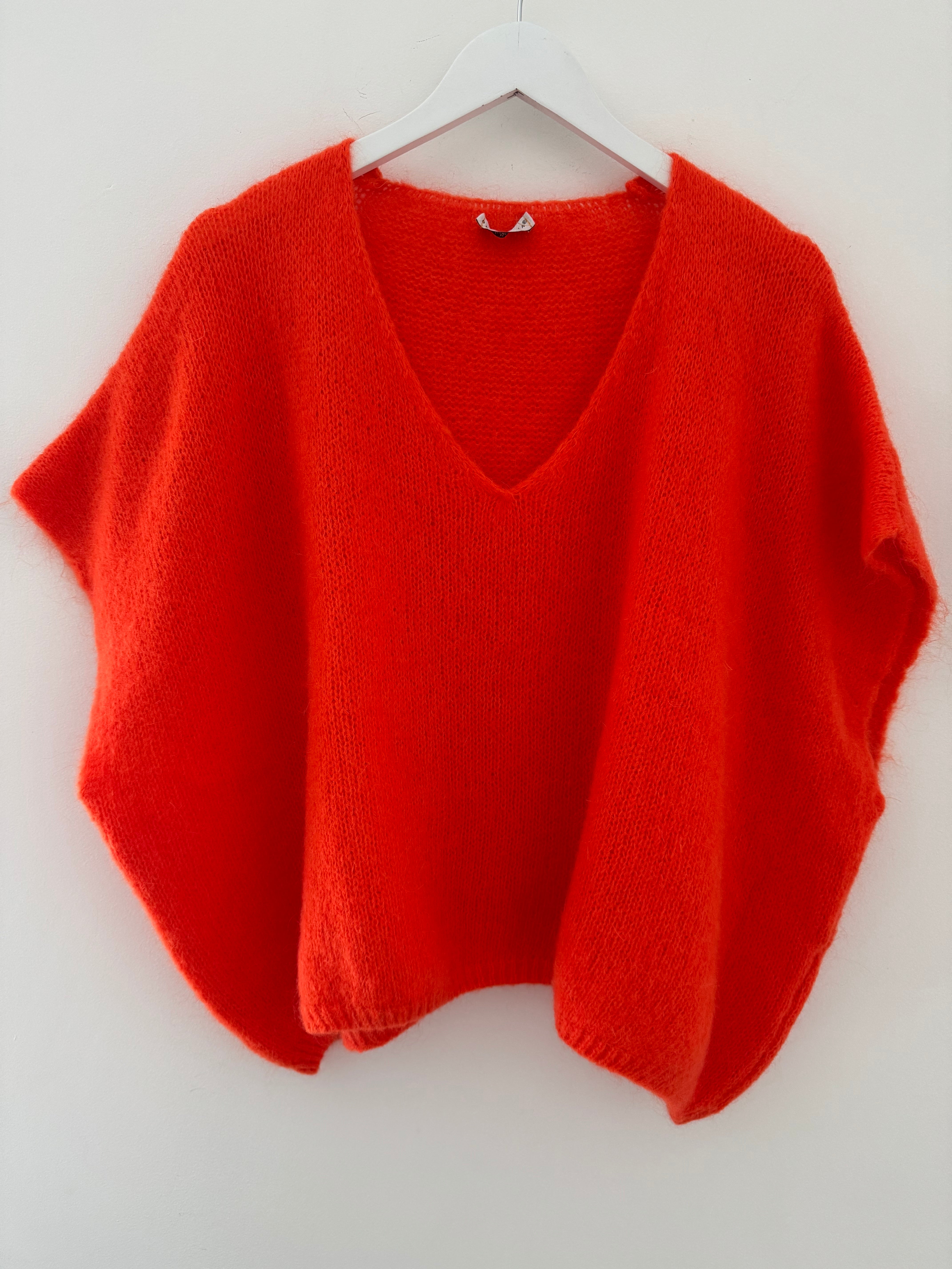 Mohair V Neck Tank in Orange