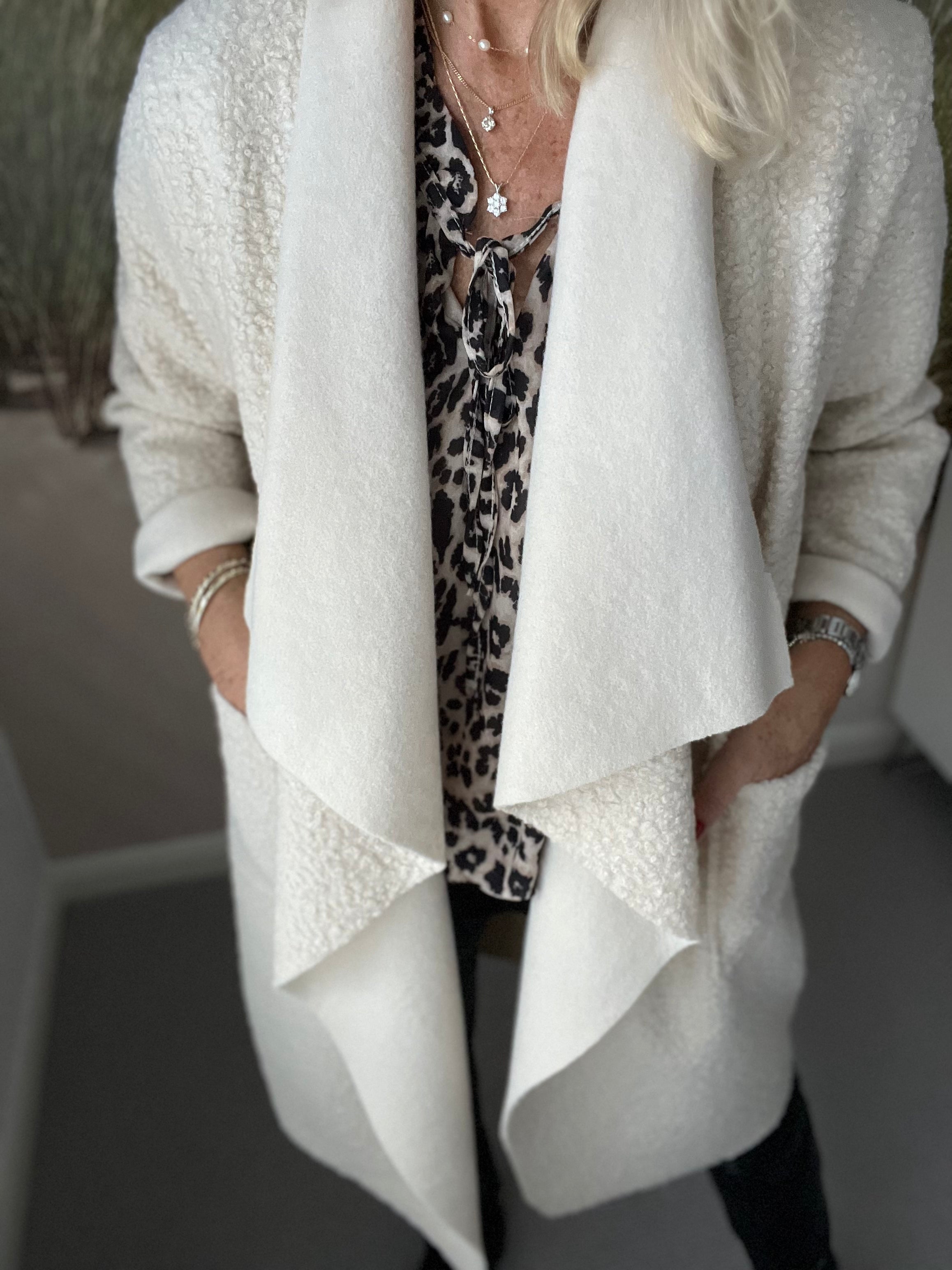 Waterfall Boucle Coatigan in Stone