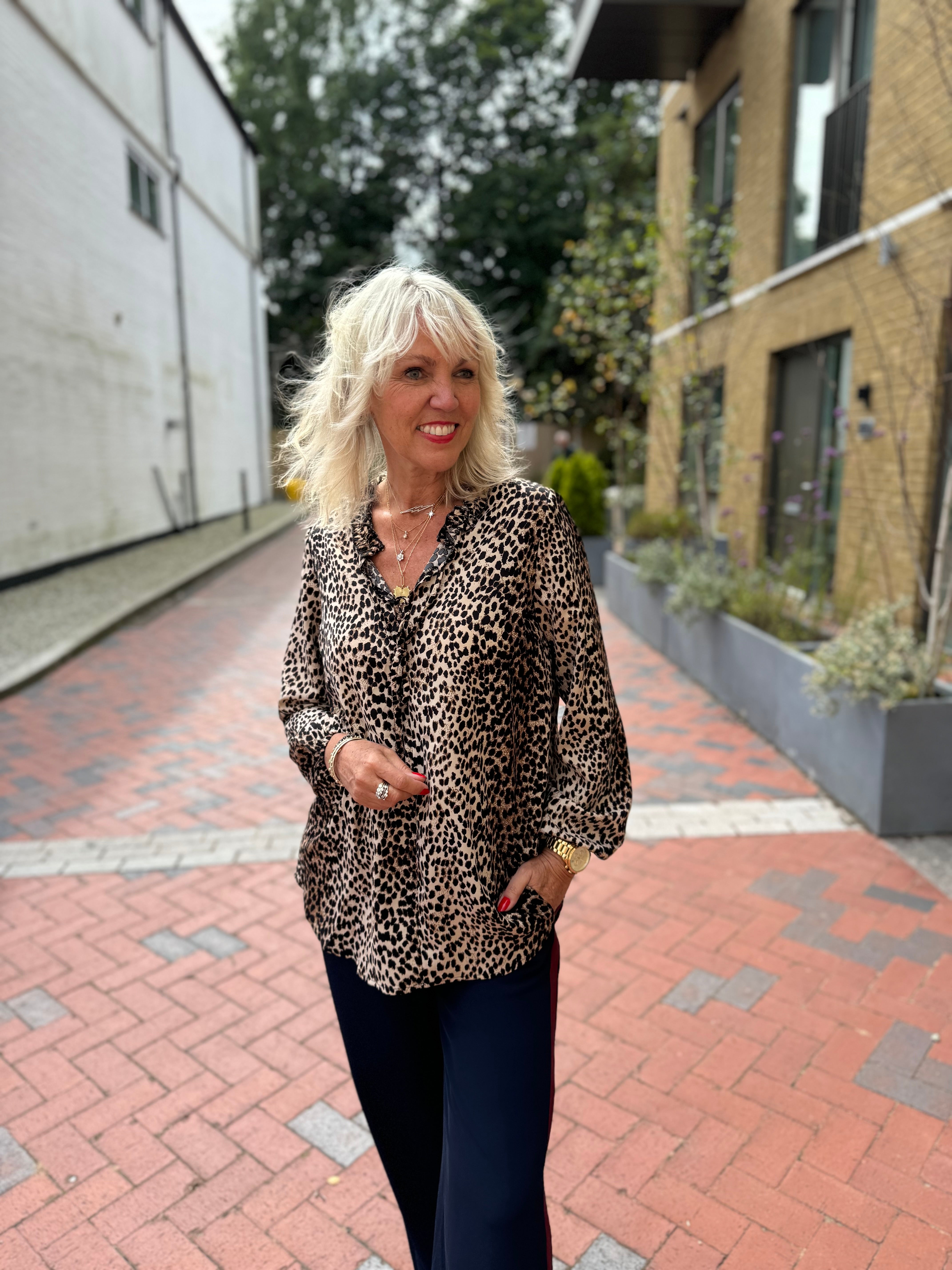 Luxe Silky Blouse in Leopard Print