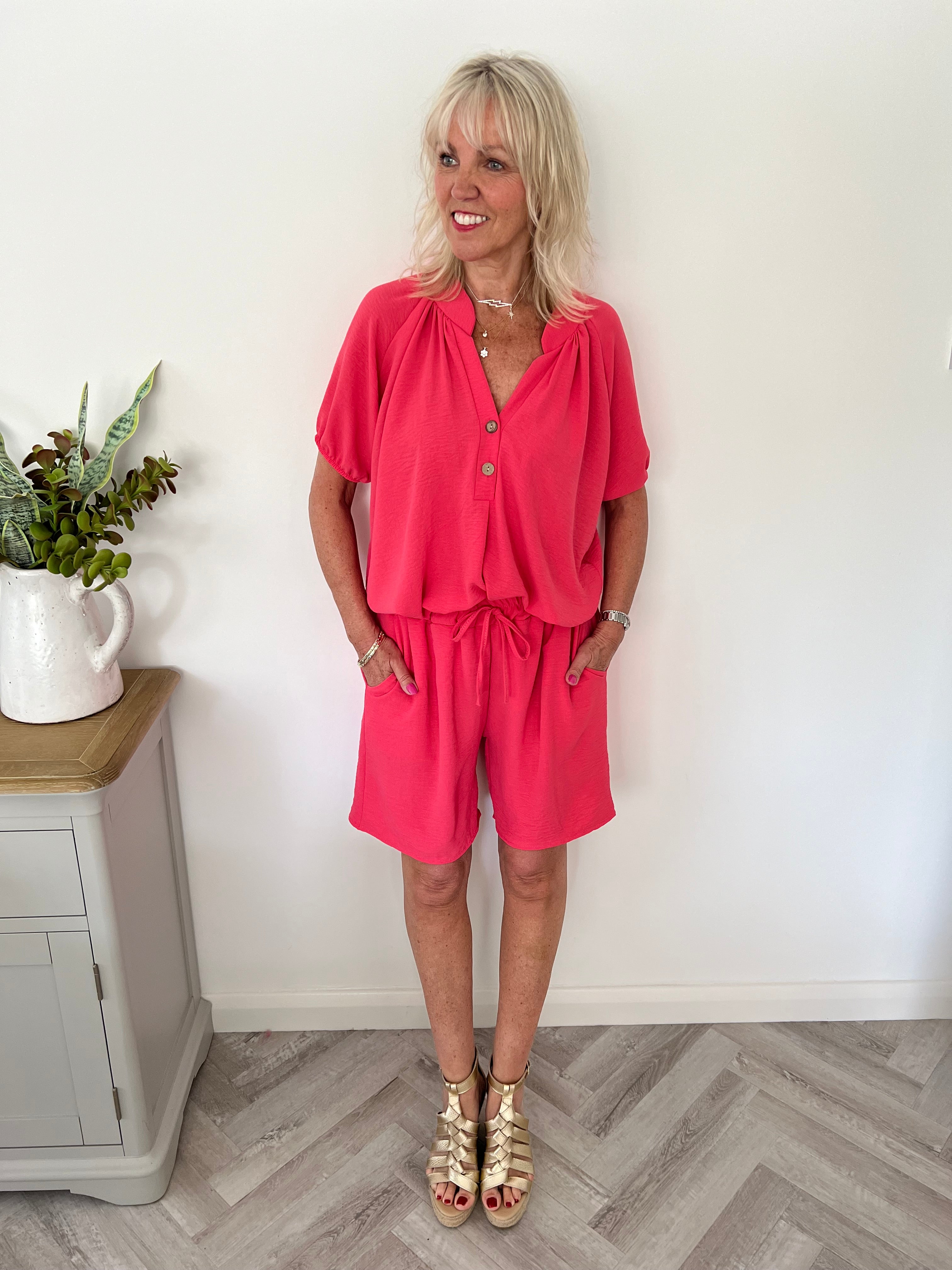 Top & Shorts Co-ord in Coral