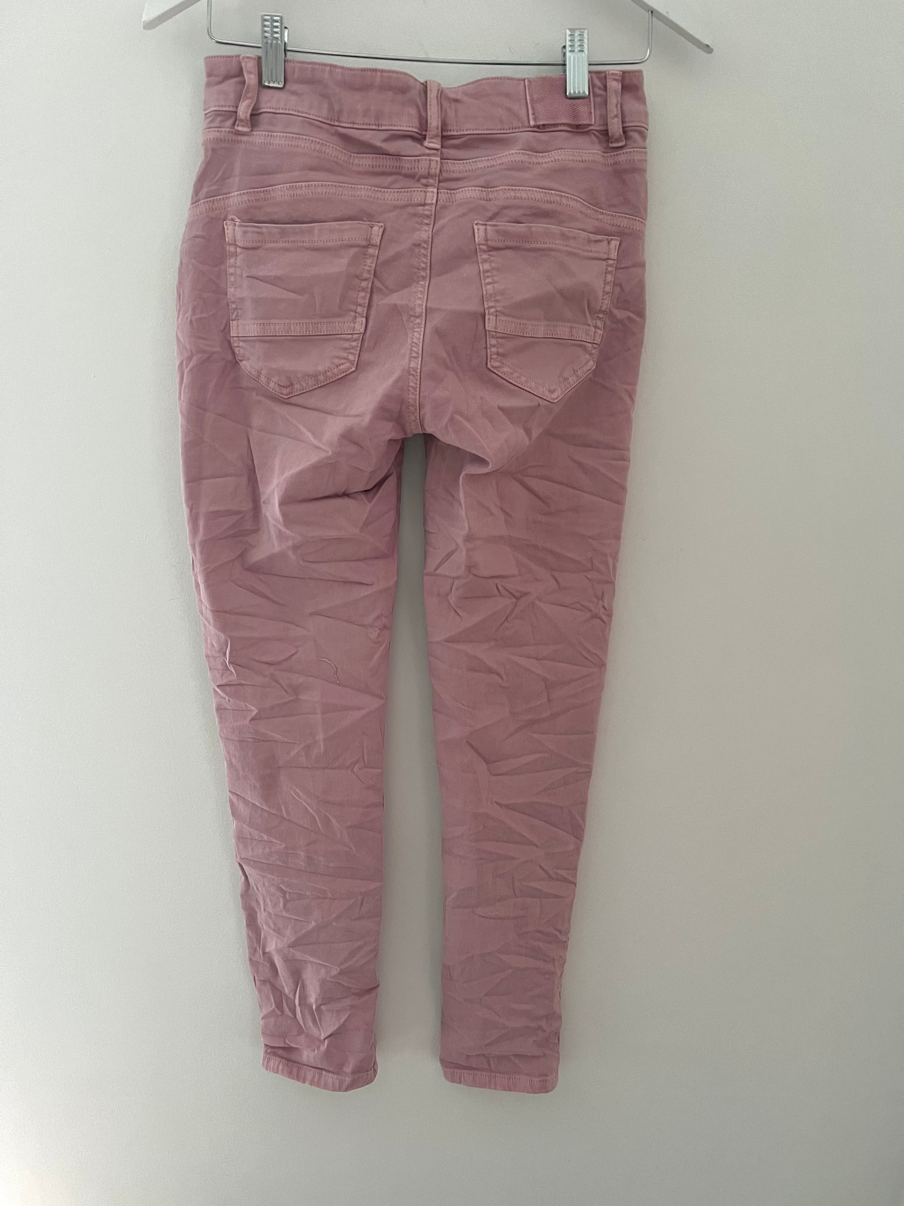 Button Fly Stretch Jeans in Soft Pink