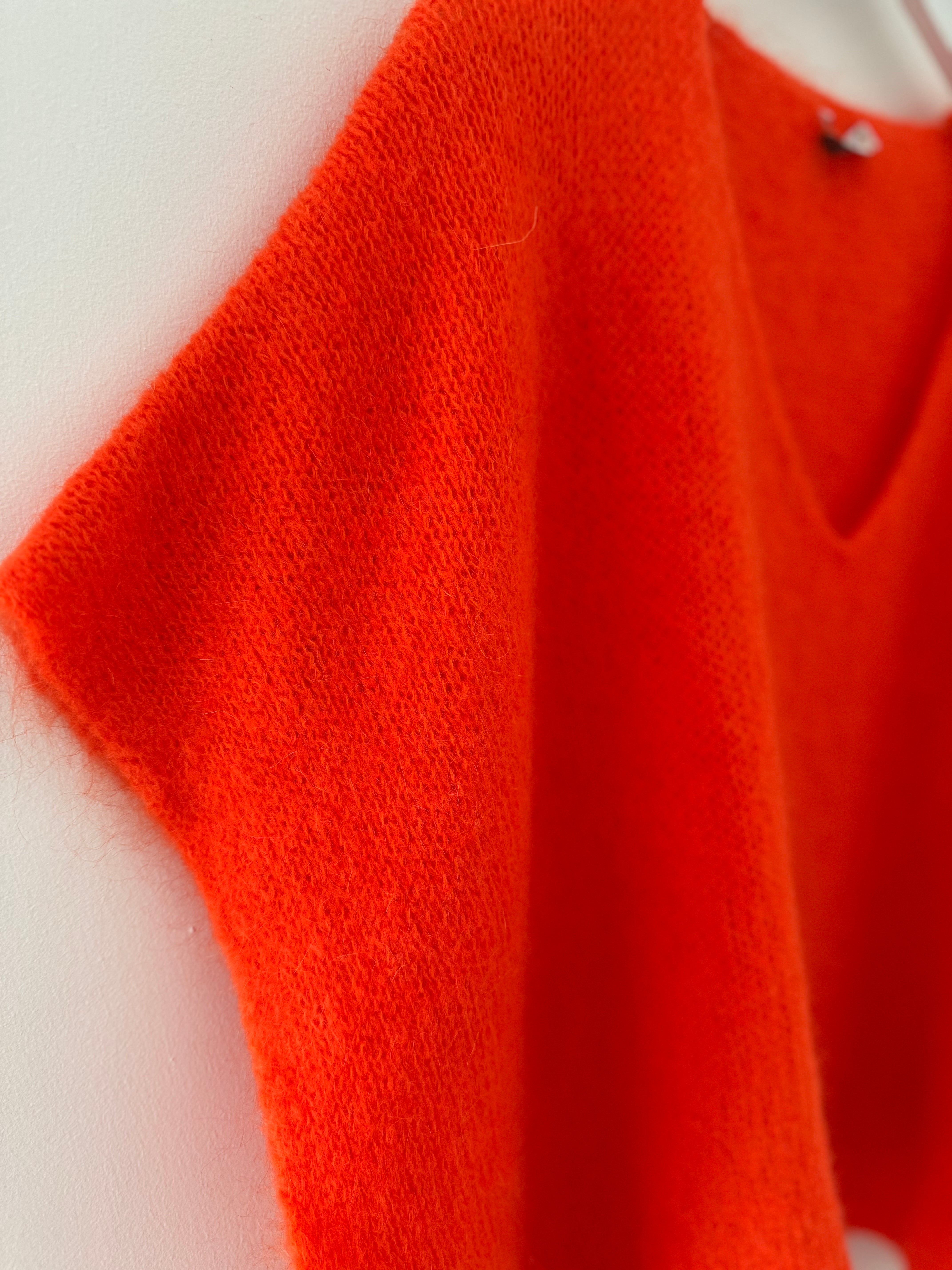 Mohair V Neck Tank in Orange