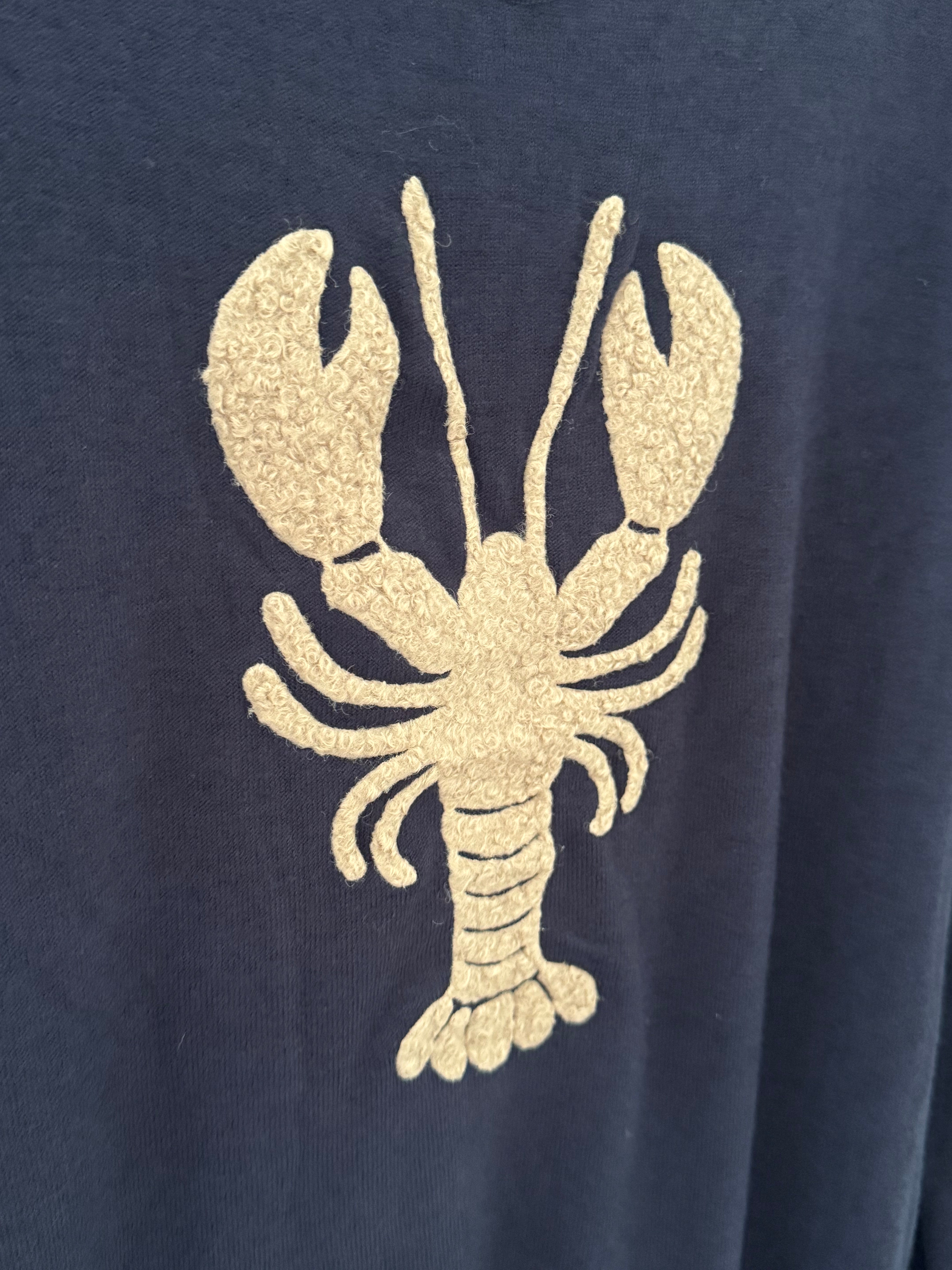 Soft V Neck Lobster Knit in Ink