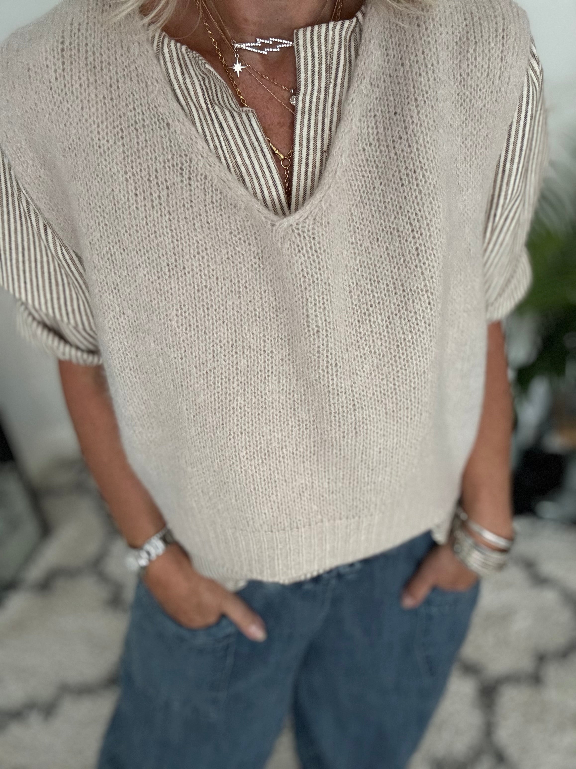 Neat Mohair Tank in Stone