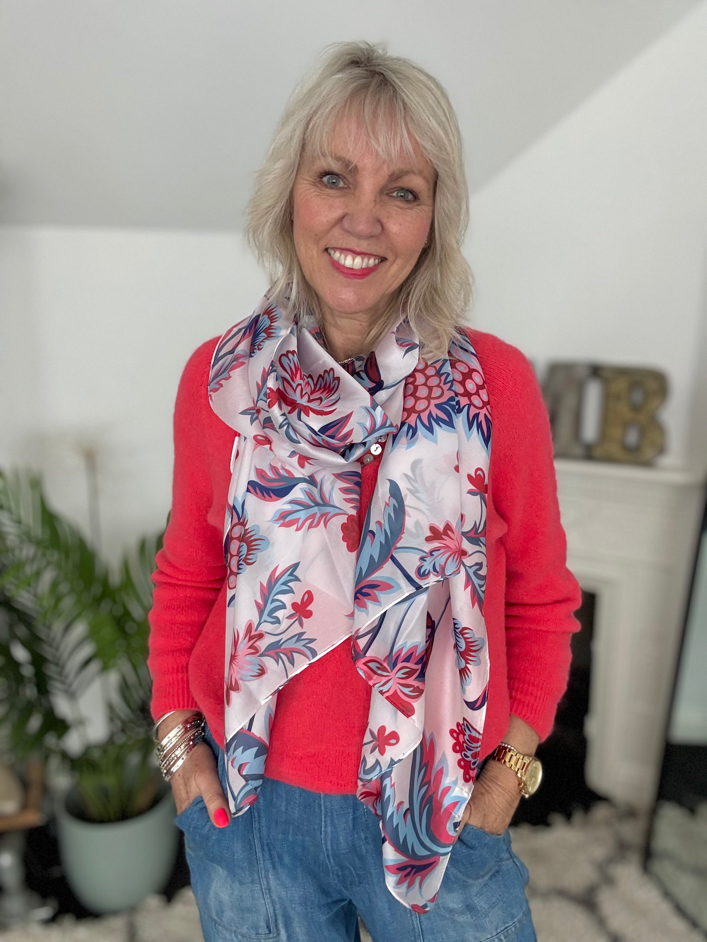 Silky Floral Print Scarf