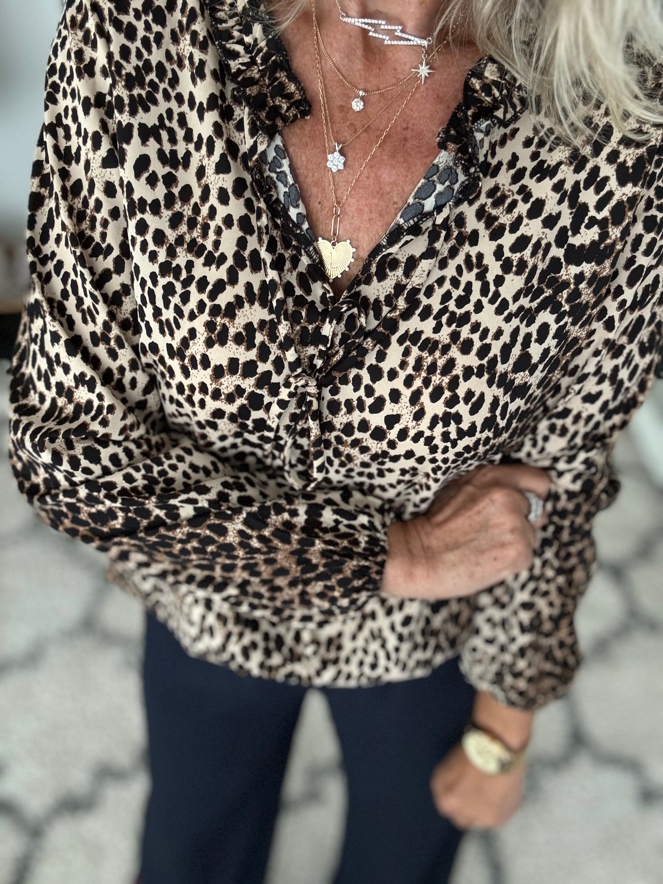 Luxe Silky Blouse in Leopard Print