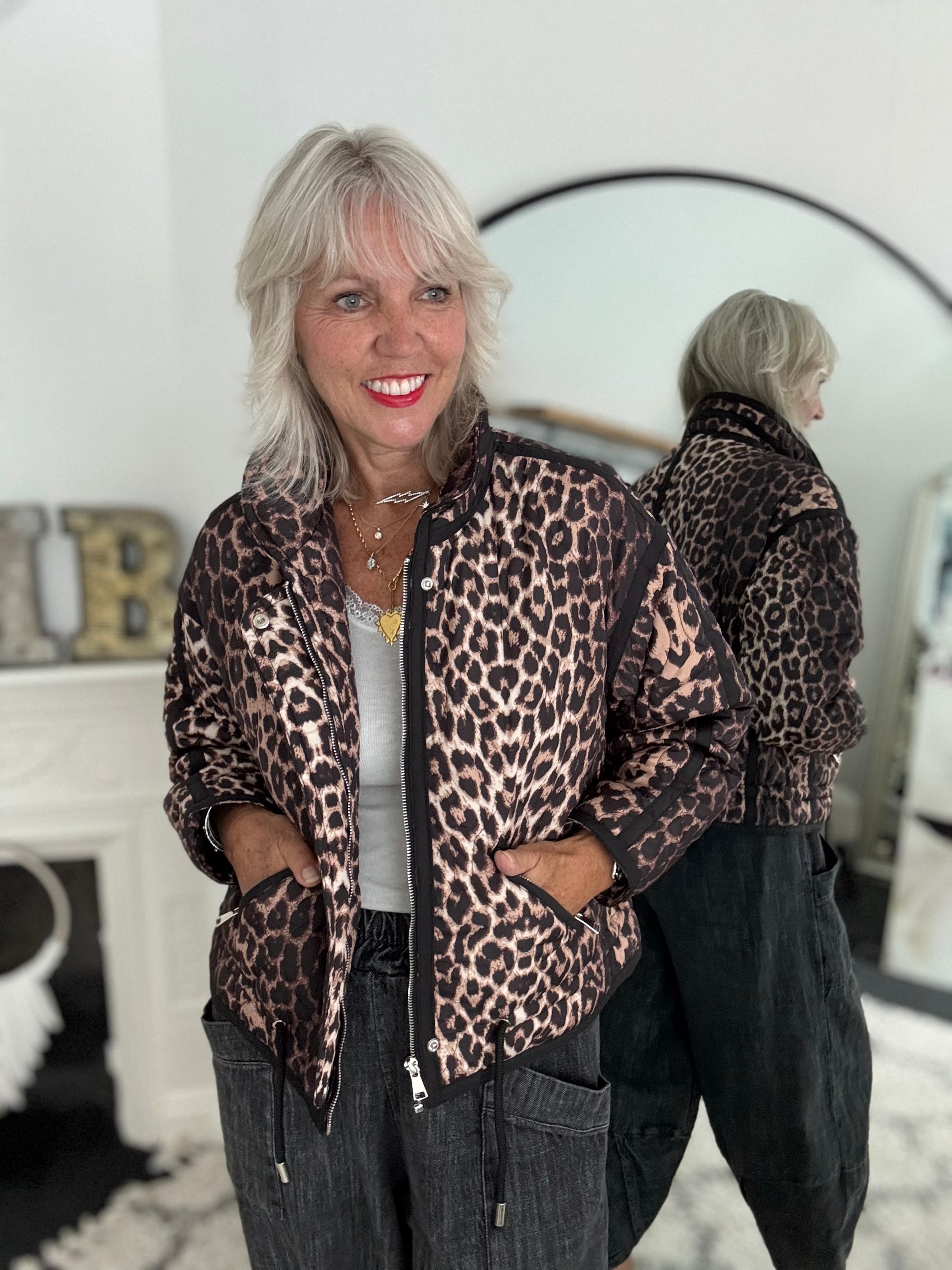 Luxe Quilted Jacket in Leopard