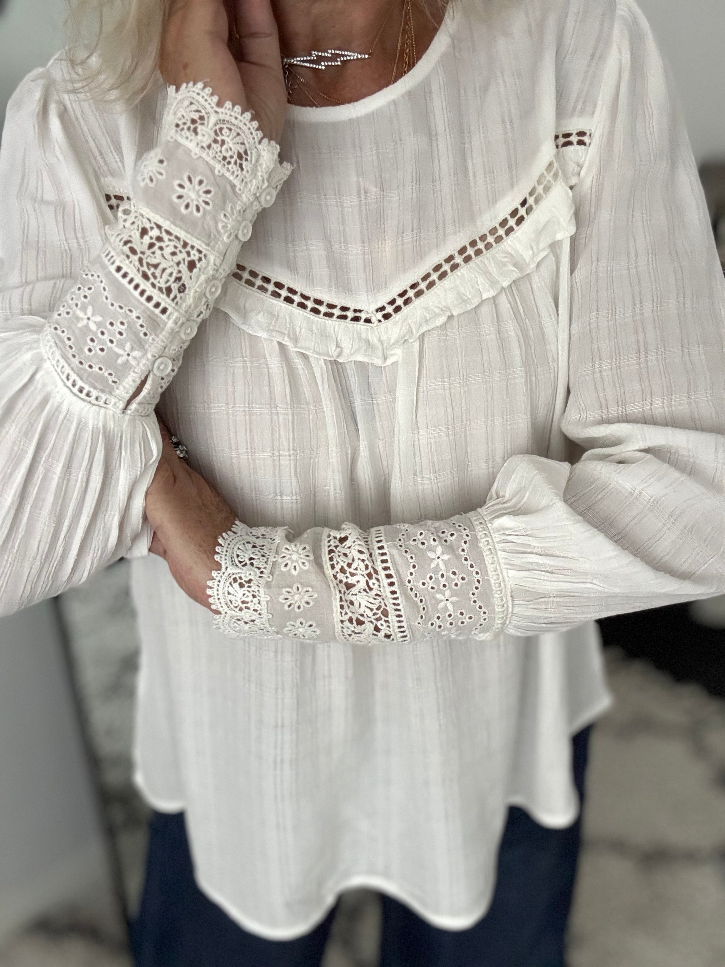 Luxe Blouse with Lace Cuffs
