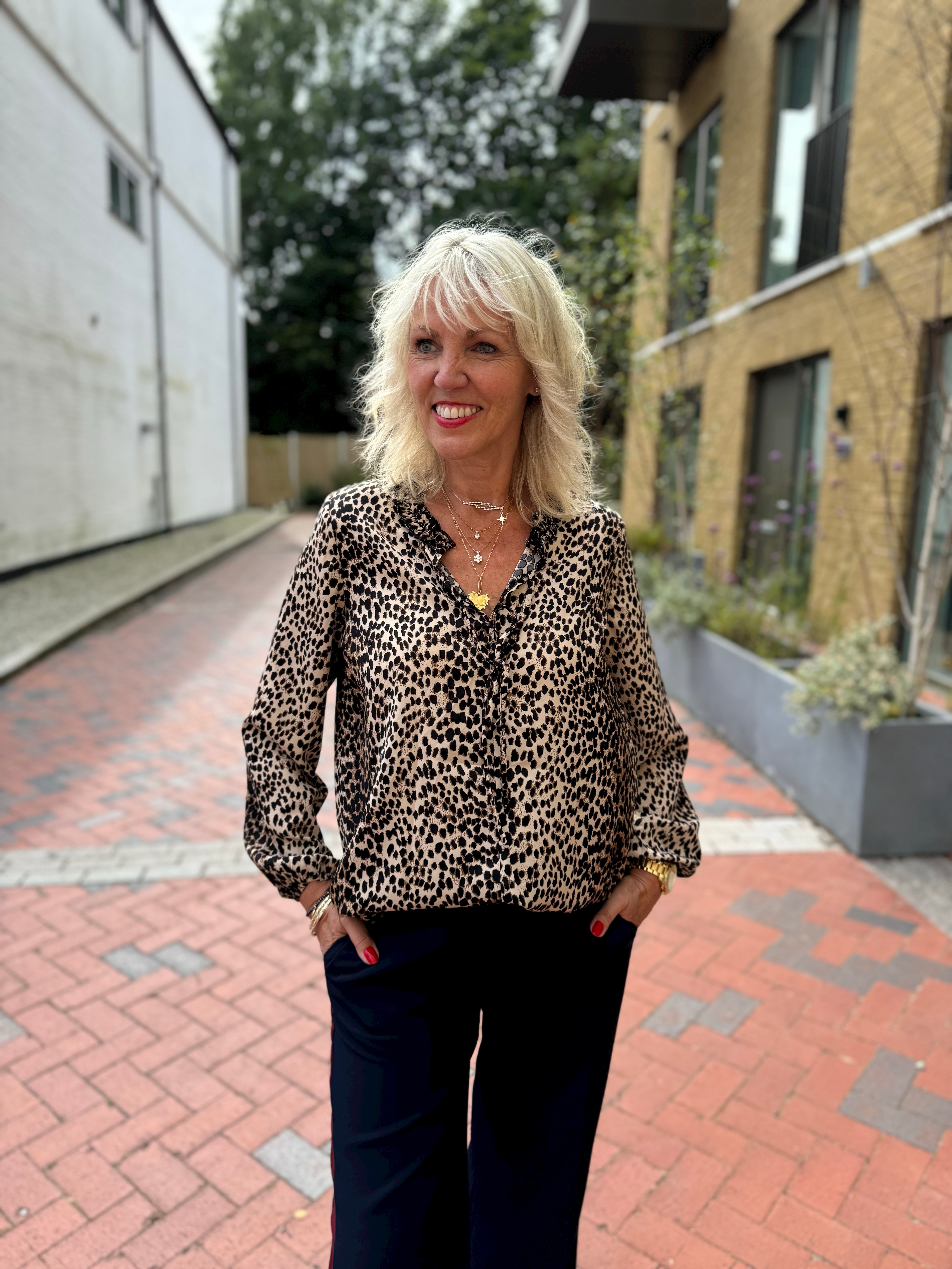 Luxe Silky Blouse in Leopard Print