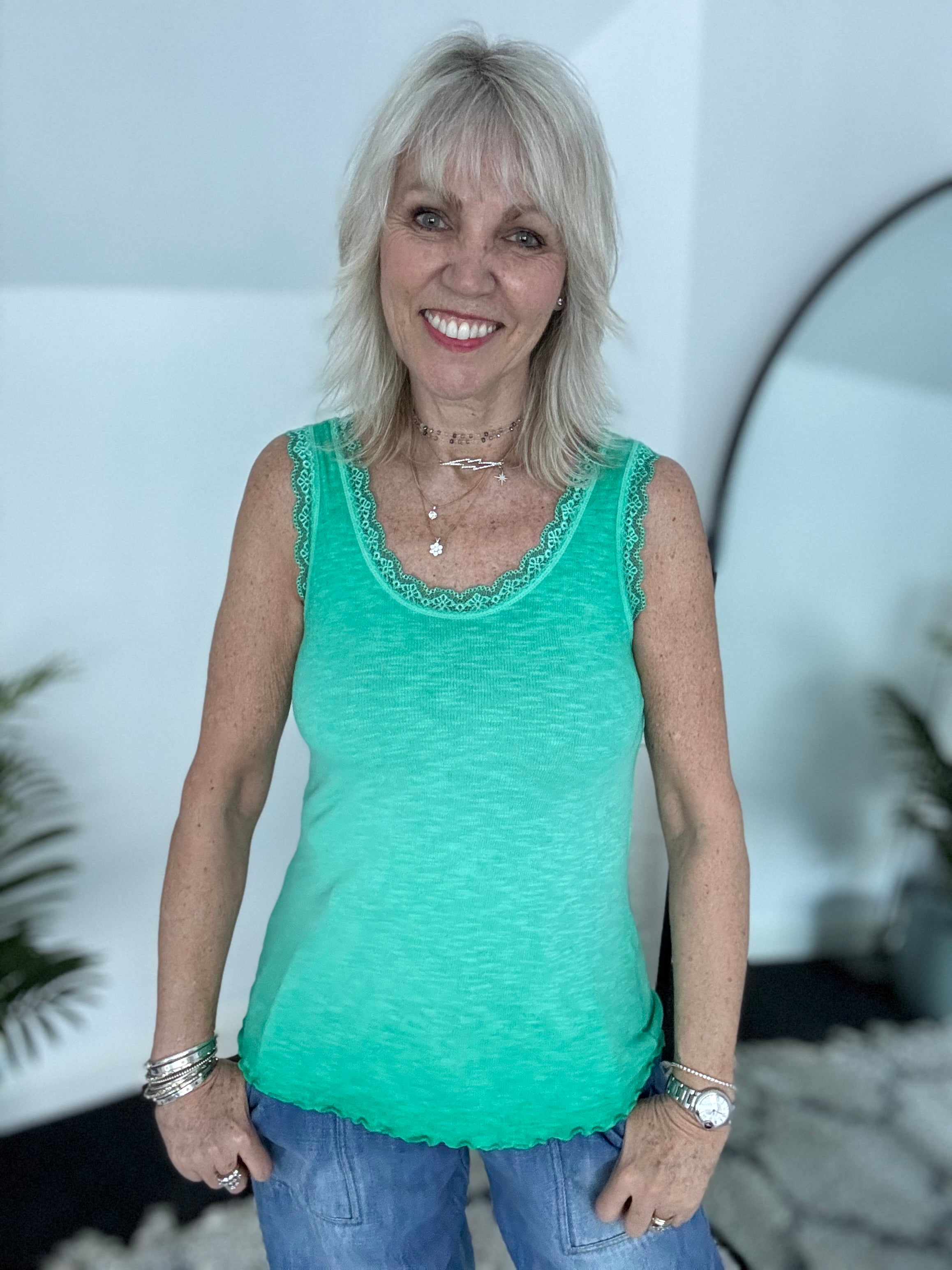 Luxe Ribbed Vest in Jade Green