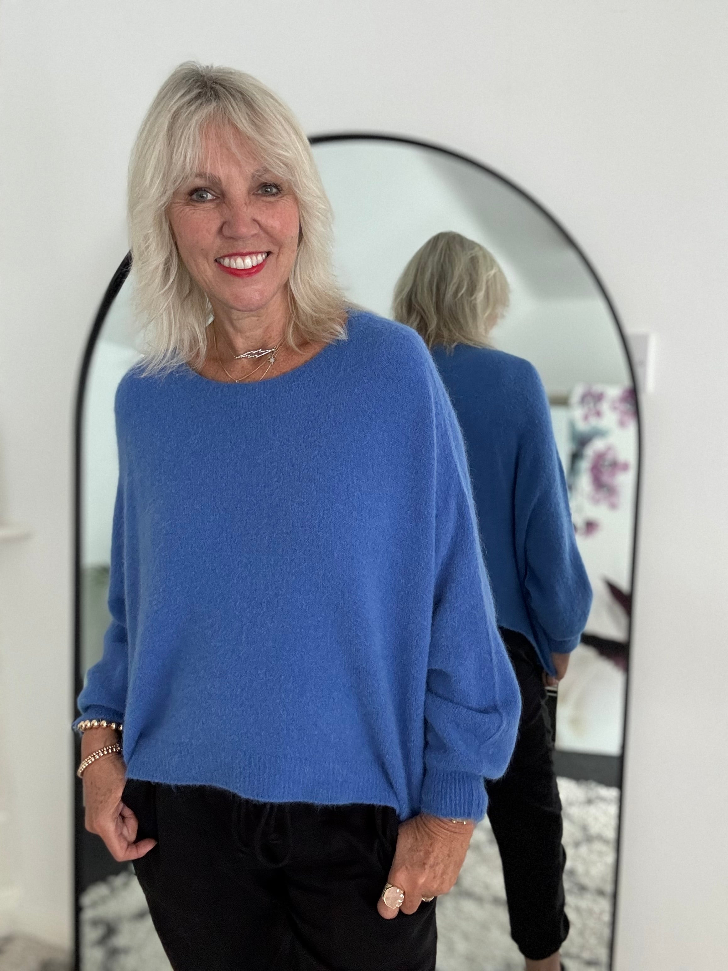 Luxe Slouchy Alpaca Jumper in Cornflower