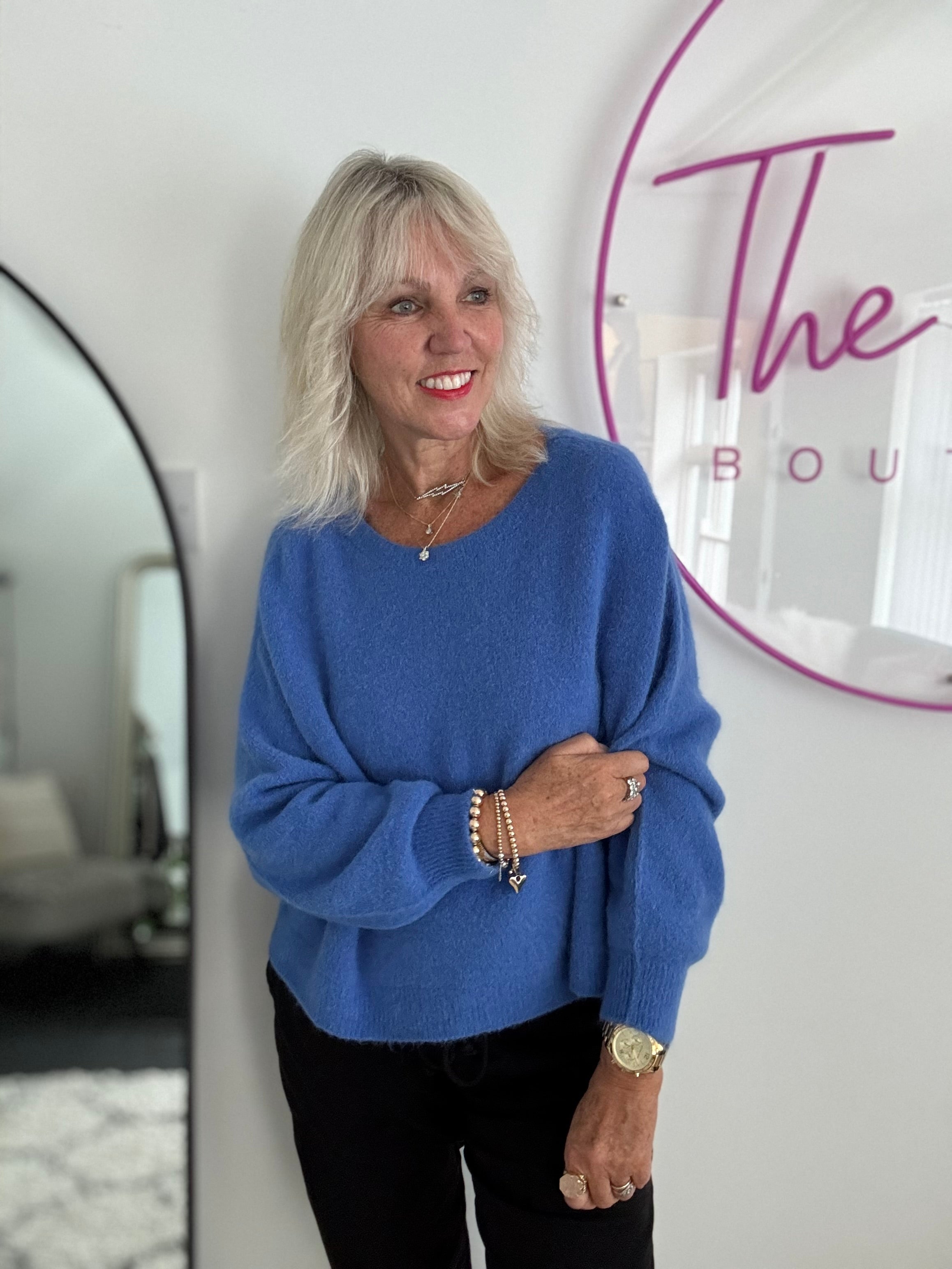 Luxe Slouchy Alpaca Jumper in Cornflower